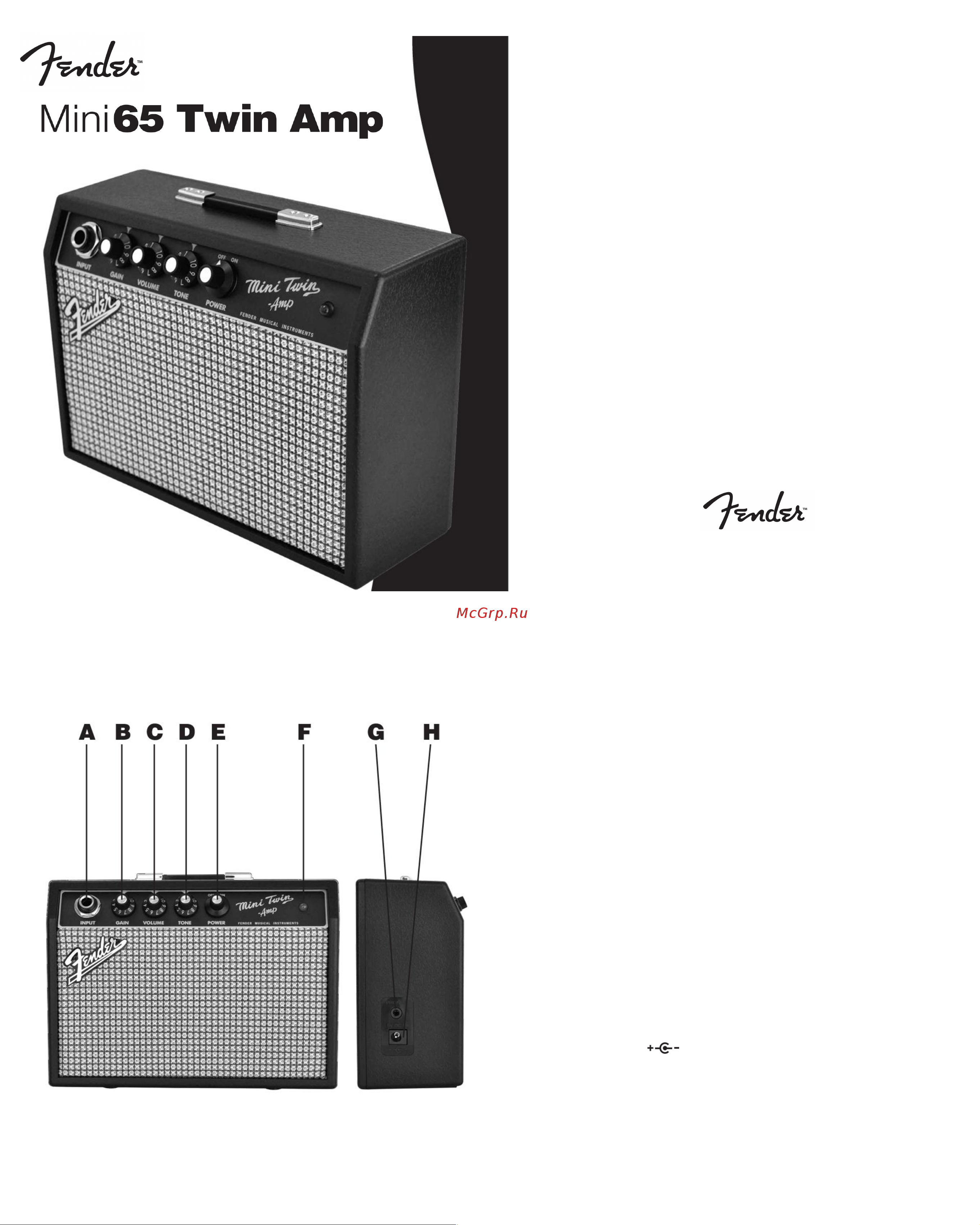 Fender MINI 65 TWIN-AMP Руководство по эксплуатации онлайн