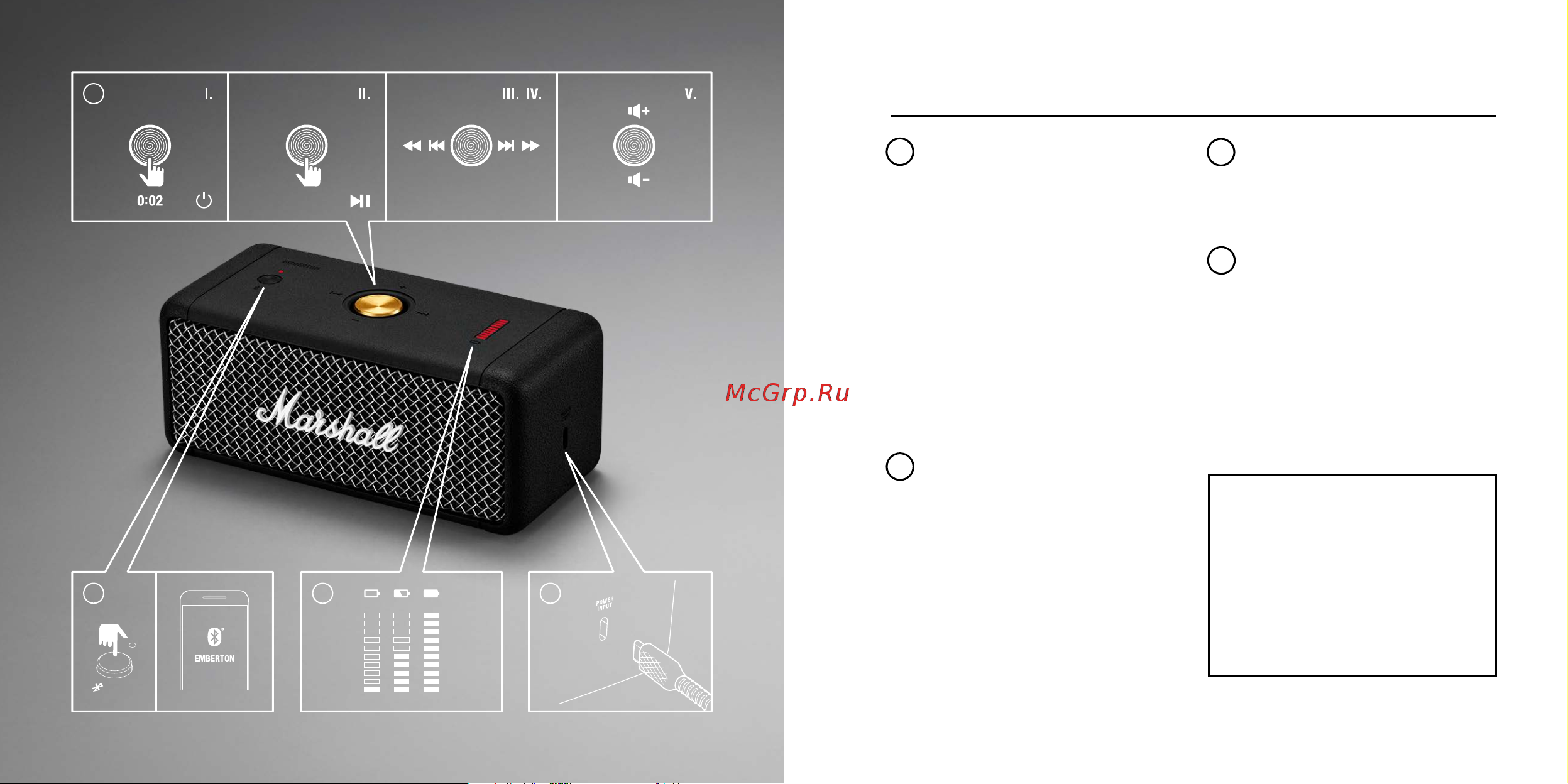 Marshall Emberton BT Black [38/39] Bố cục thiết bị tiếng việt