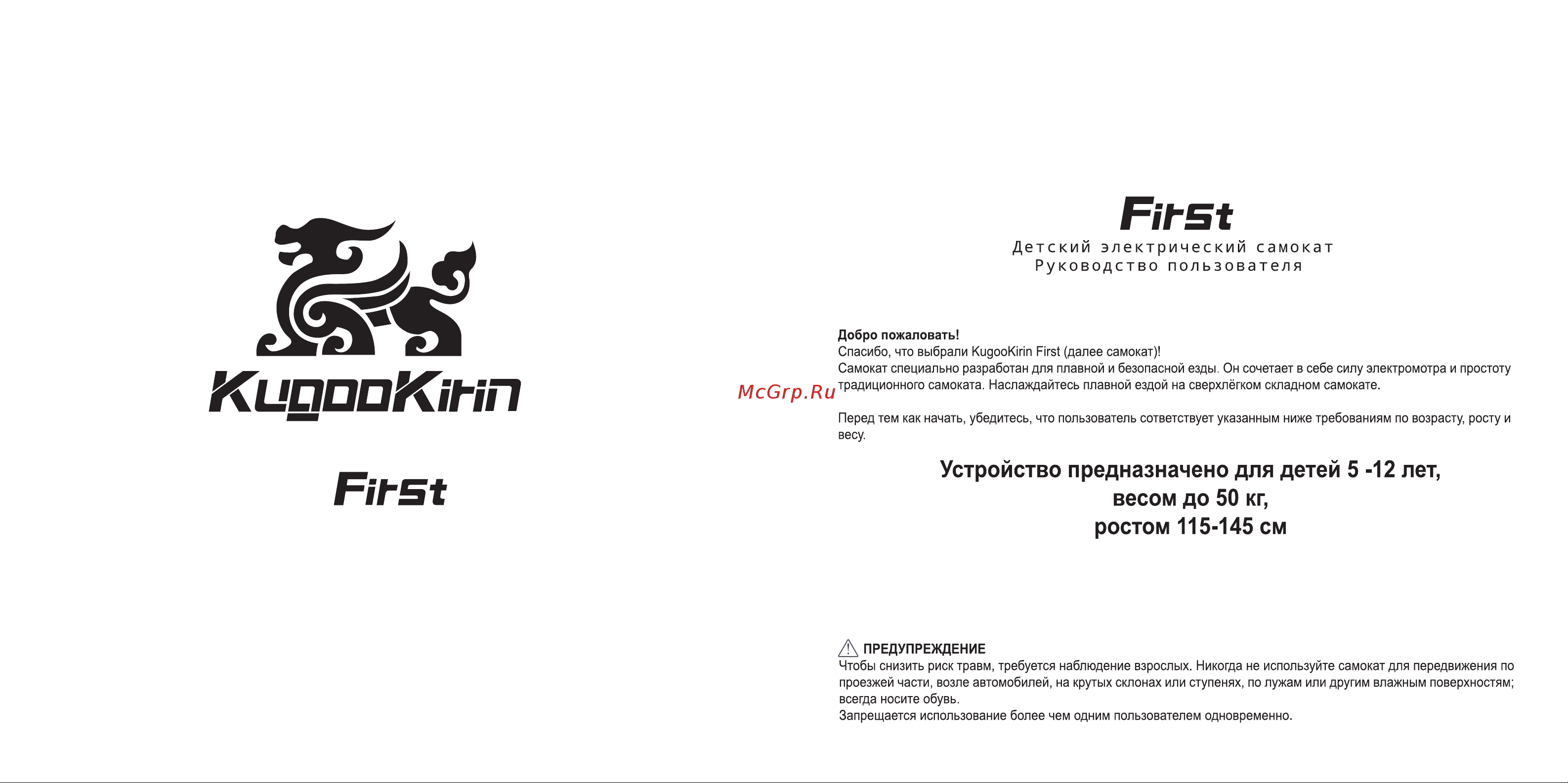 KugooKirin First (KGK-FIRST-B) Руководство по эксплуатации онлайн [2/10] 785056