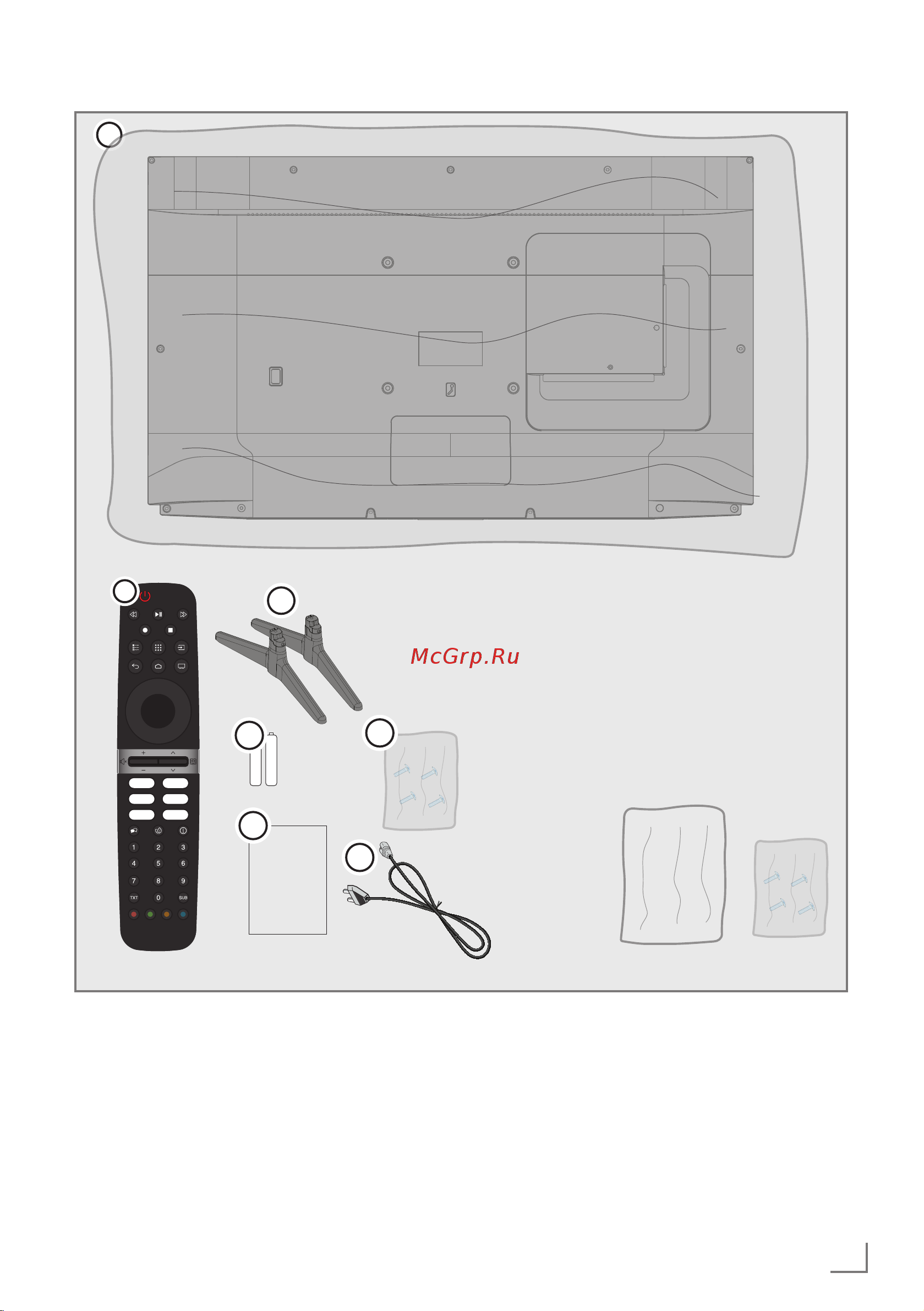 Grundig 65 GGU 7900B [9/124] Содержимое упаковки
