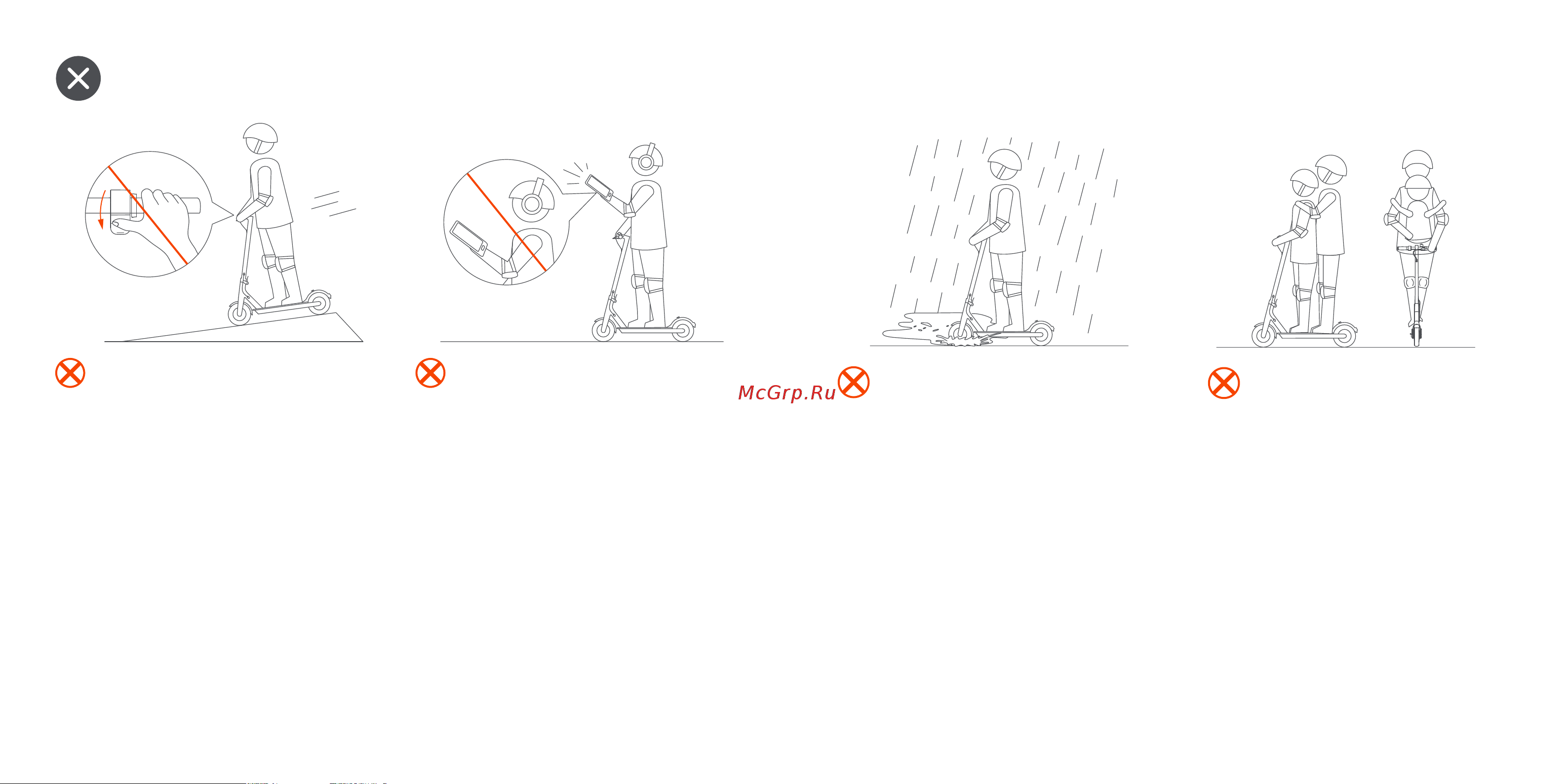 Xiaomi Mi Electric Scooter 3 BHR4853GL Gray [10/15] Do not try dangerous actions führen sie keine gefährlichen manöver durch n essayez pas d actions dangereuses non eseguire azioni pericolose no intente realizar maniobras peligrosas избегайте опасного вождения nie próbuj niebezpiecznych działań не робіть небезпечних дій voer geen gevaarlĳke handelingen uit ةﺮﻄﺨﻟا تﺎﻛﺮﺤﻟا بﺮﺠﺗ ﻻ