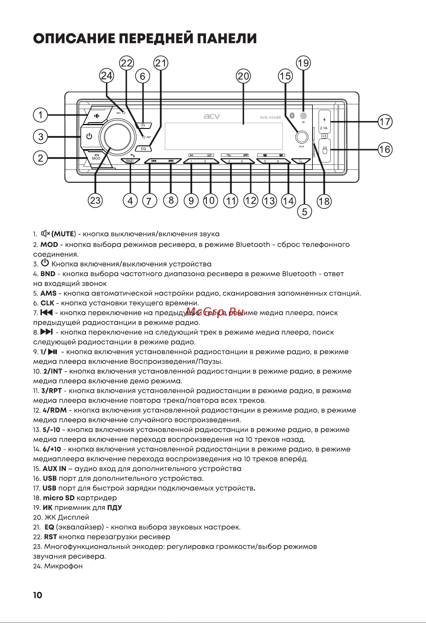 ACV AVS-930BR [10/22] Страница 10