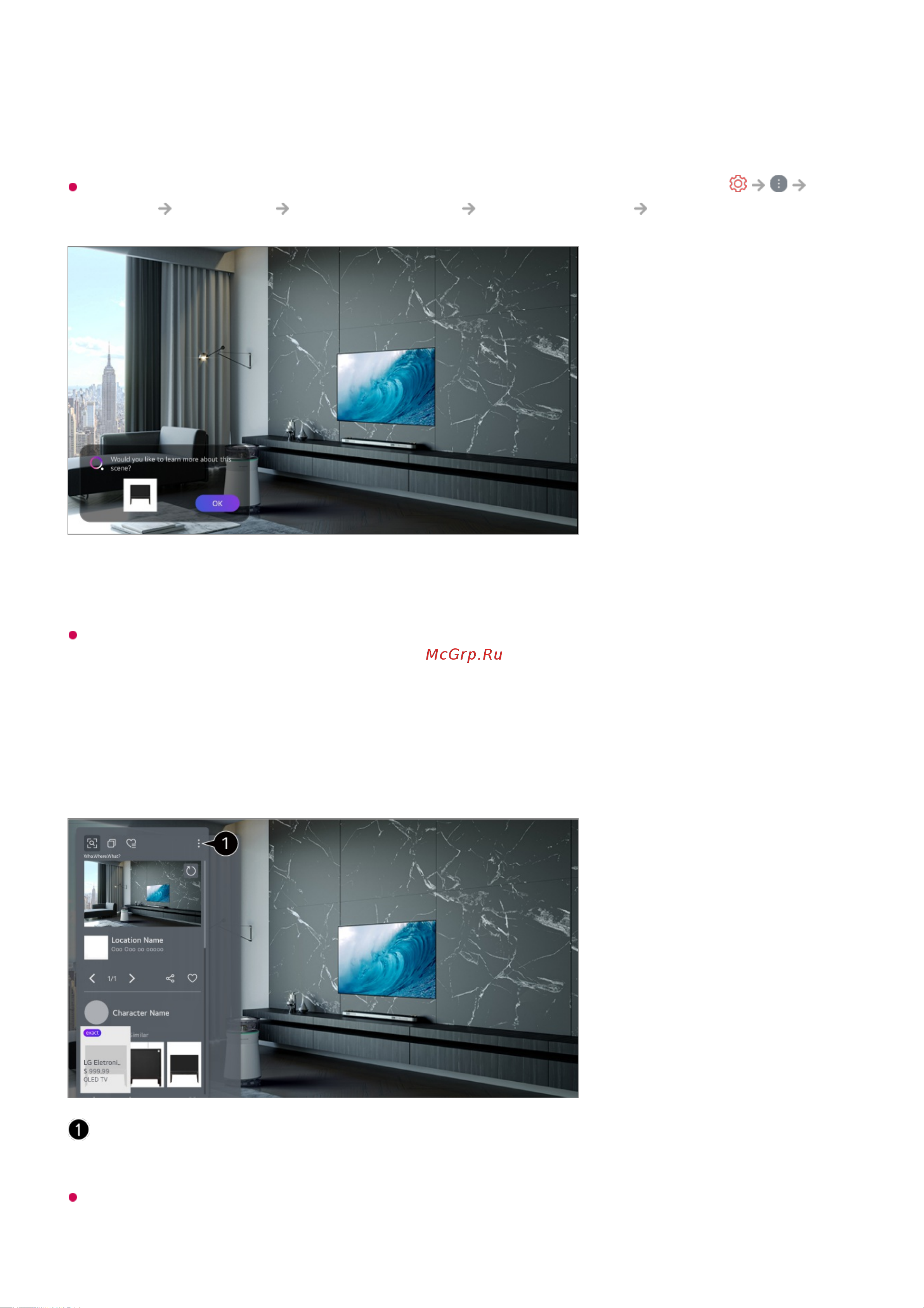 LG 43UQ76906LE [34/165] Просмотр информации о сцене с помощью who where what
