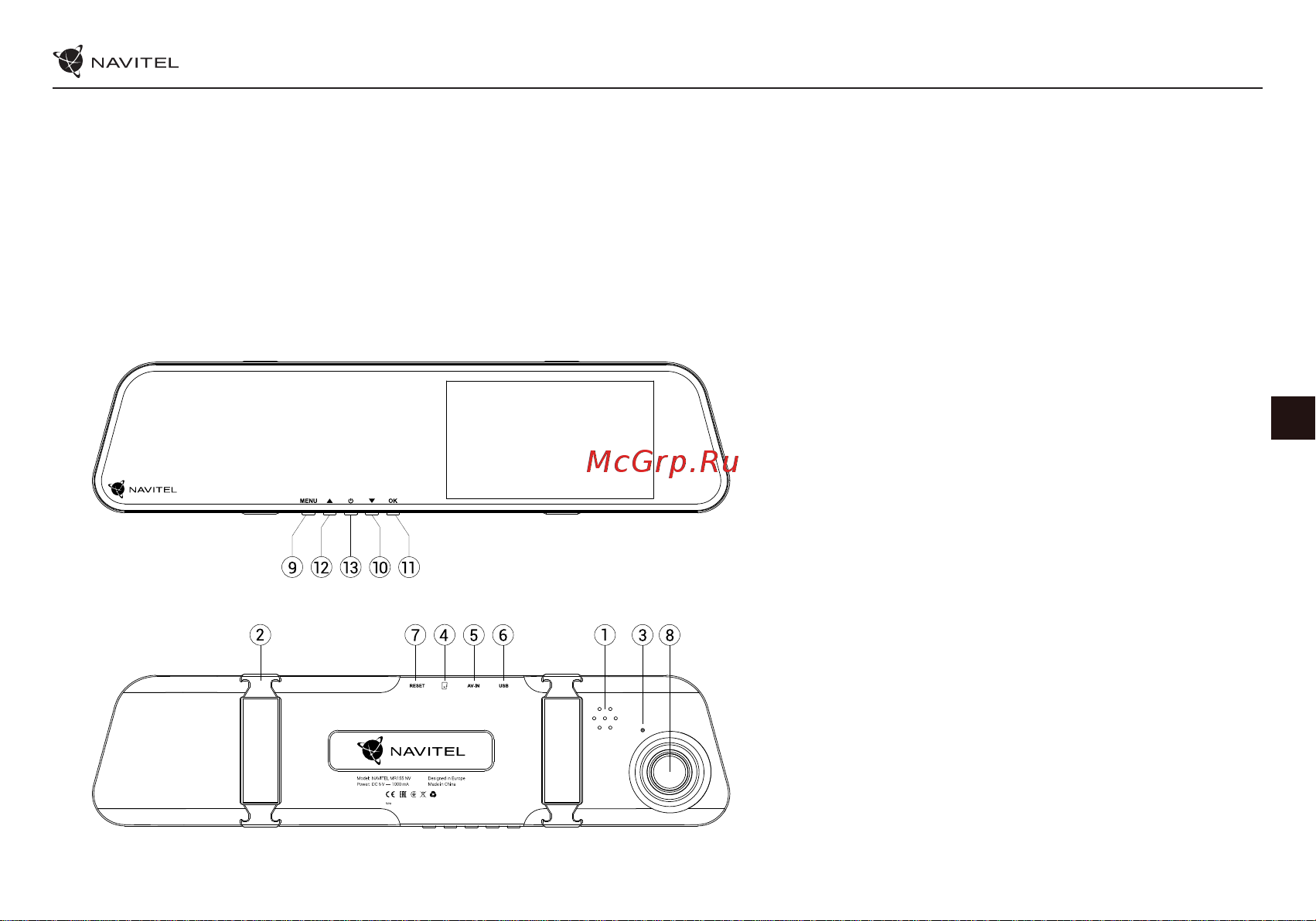 Navitel MR155NV [32/75] Įrenginio išdėstymas