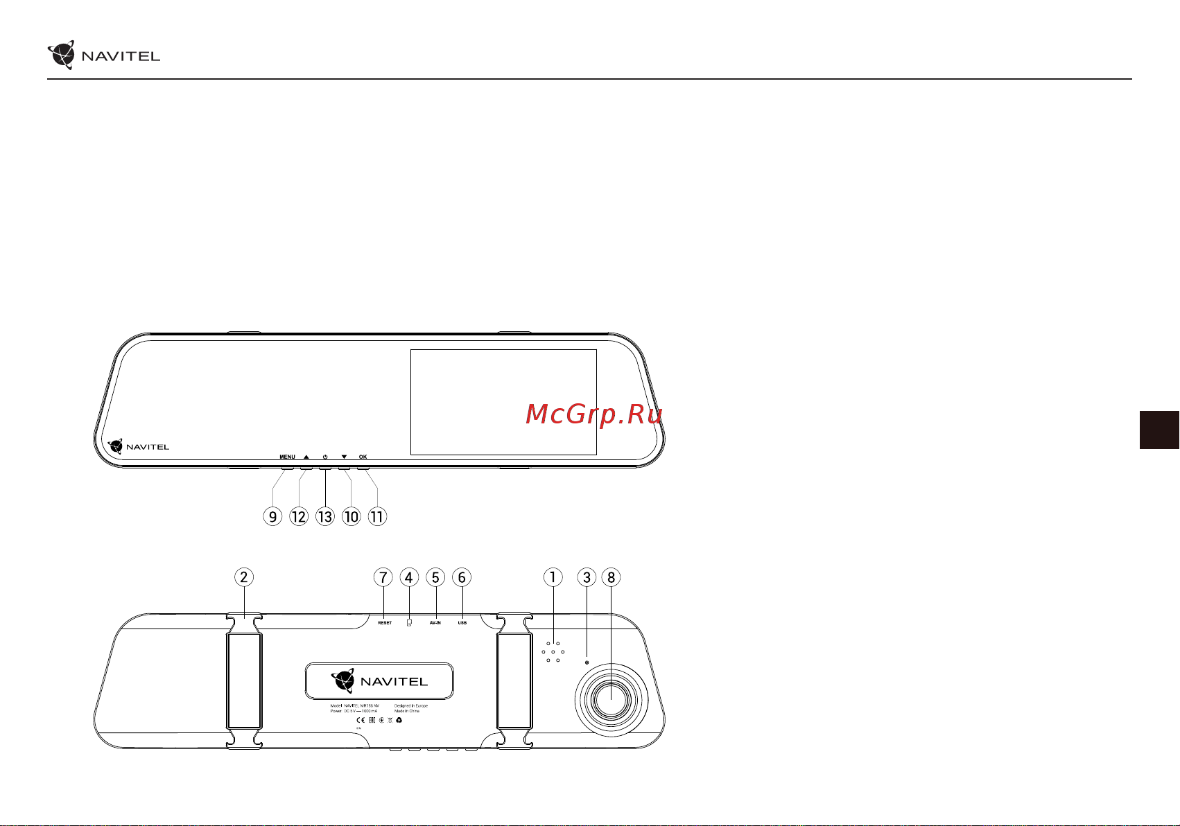 Navitel MR155NV [38/75] Ierīces izkārtojums