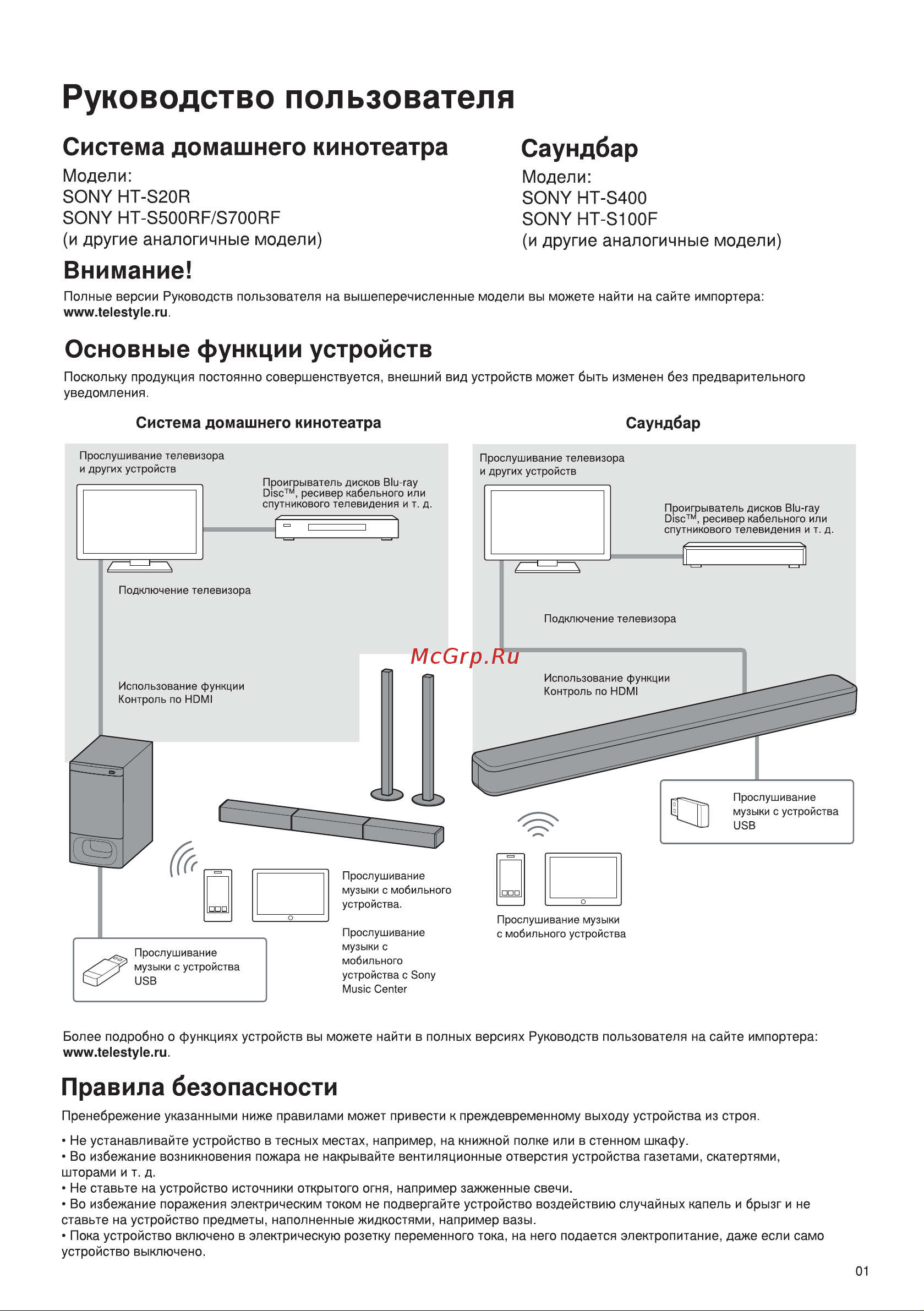 Sony HT-S100F Руководство по эксплуатации онлайн