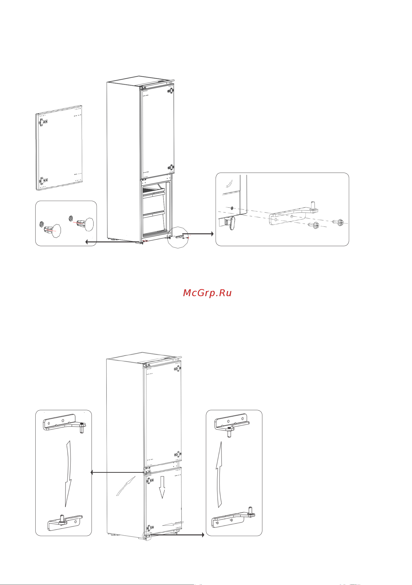Midea MDRE354FGF01 [66/96] Переустановка двери морозильной камеры