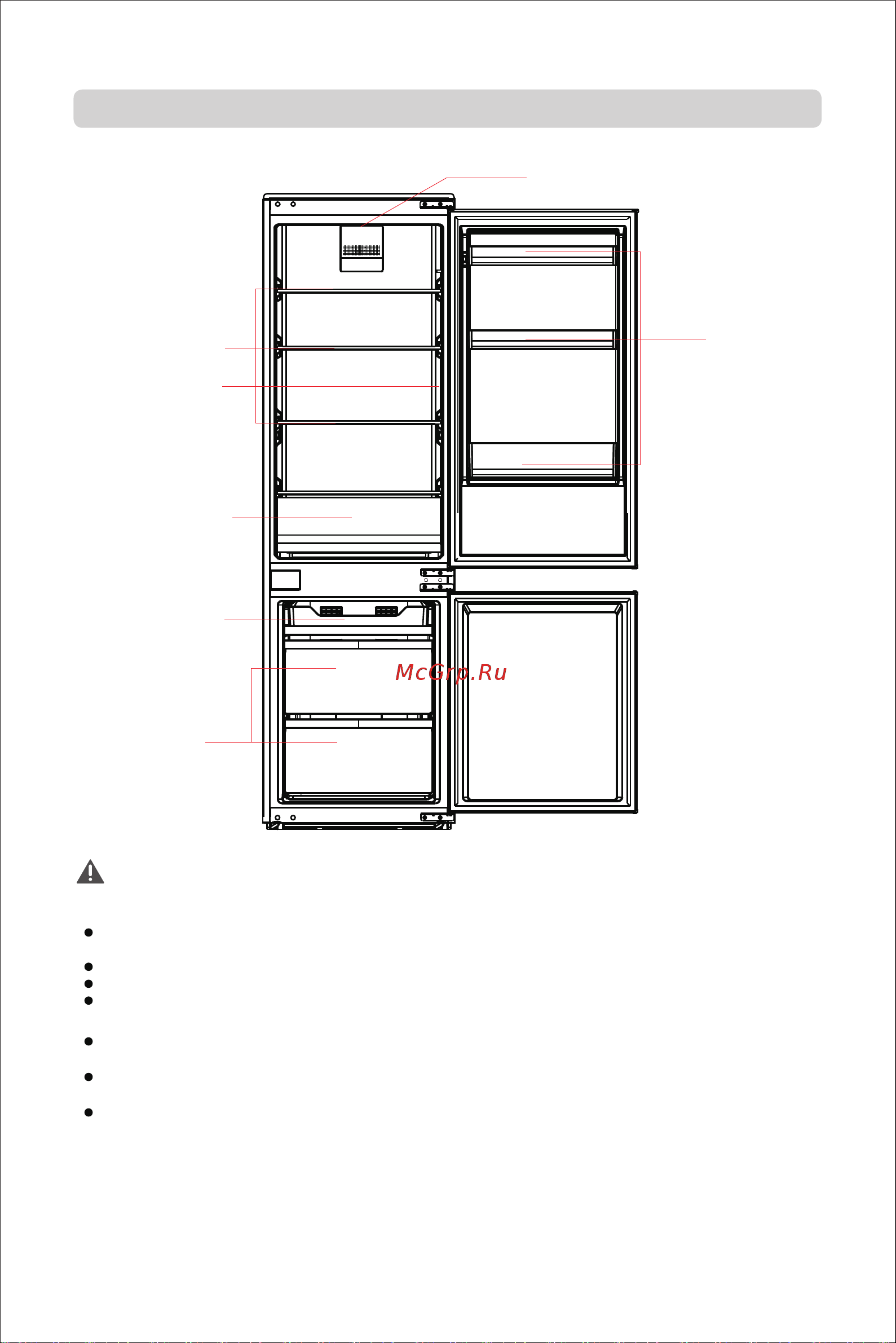 Midea MDRE354FGF01M [21/57] The refrigerating chamber is suitable for storage of a variety of fruits vegetables beverages and other food in the short term cooking foods shall not be put in the refrige...