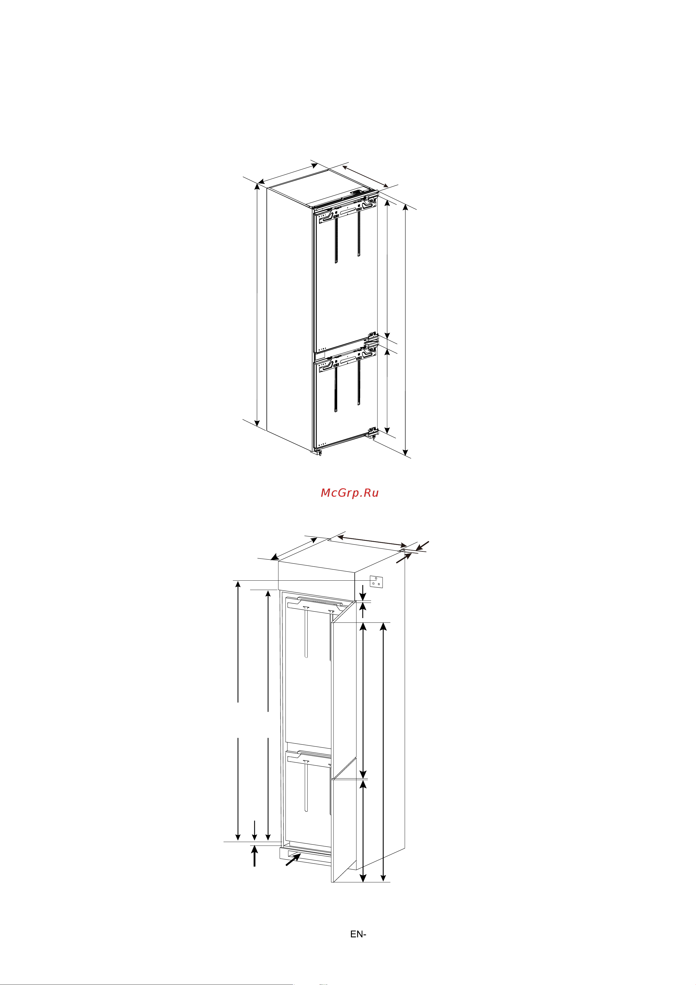 Midea MDRE354FGF01M [9/57] Dimensions of refrigerator and cabinet