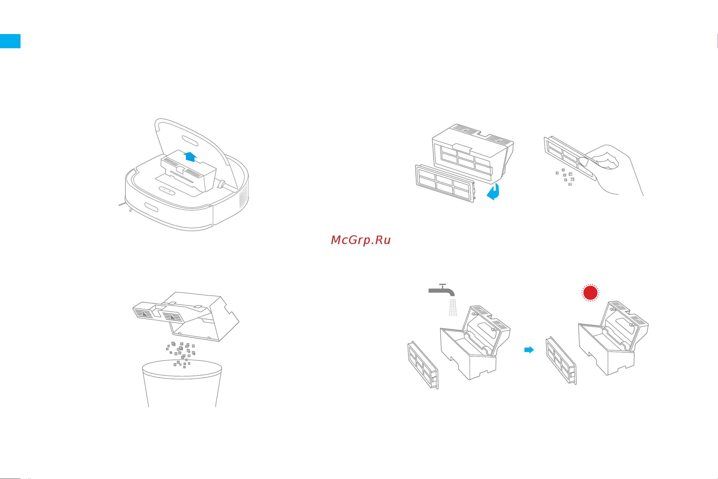Dreame Bot W10 White (RLS5C) [88/211] Apri il coperchio del robot e premi il gancio del contenitore della polvere per rimuovere il bidone della polvere