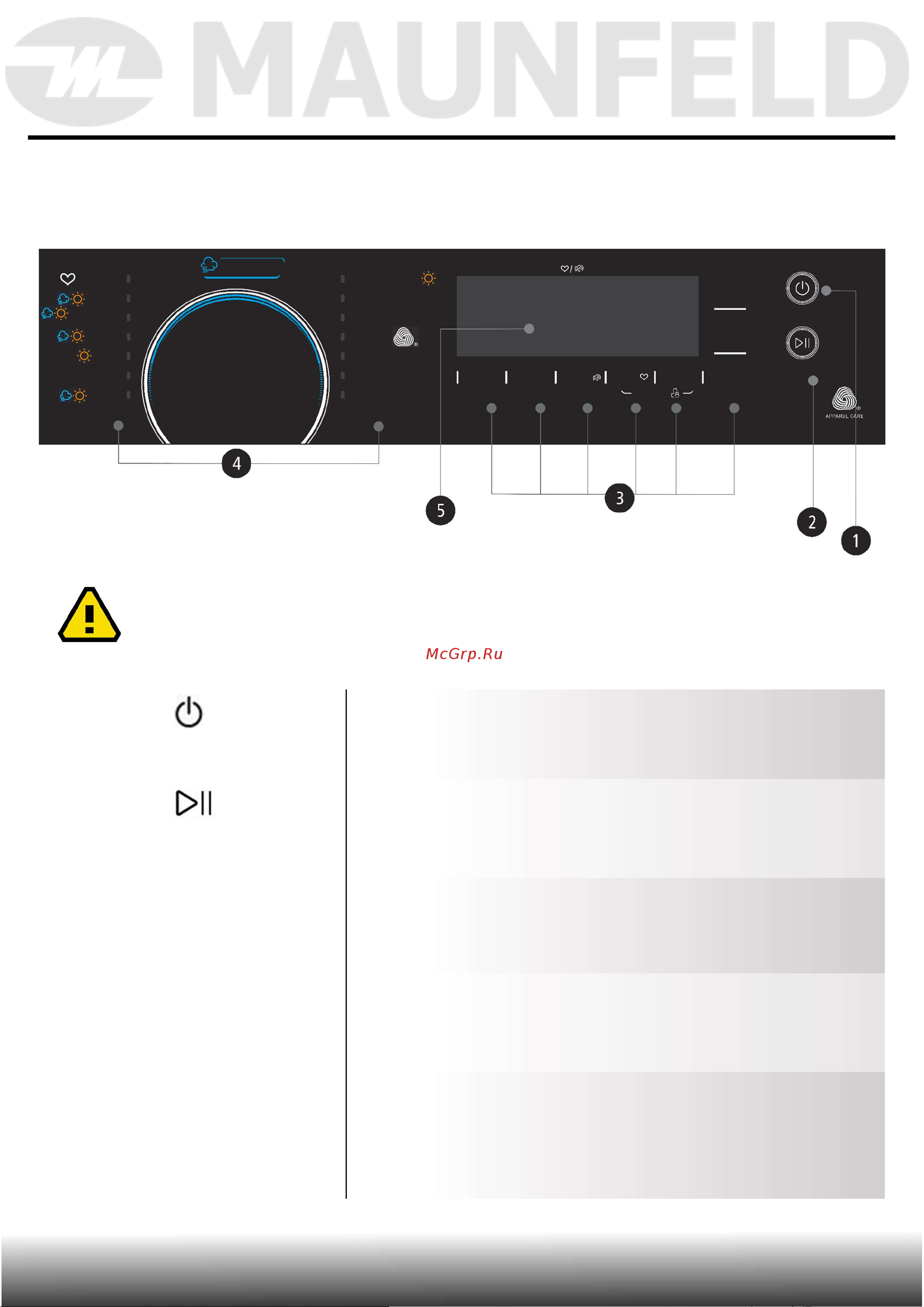 Maunfeld MFWM1486WH06 [26/58] Описание прибора