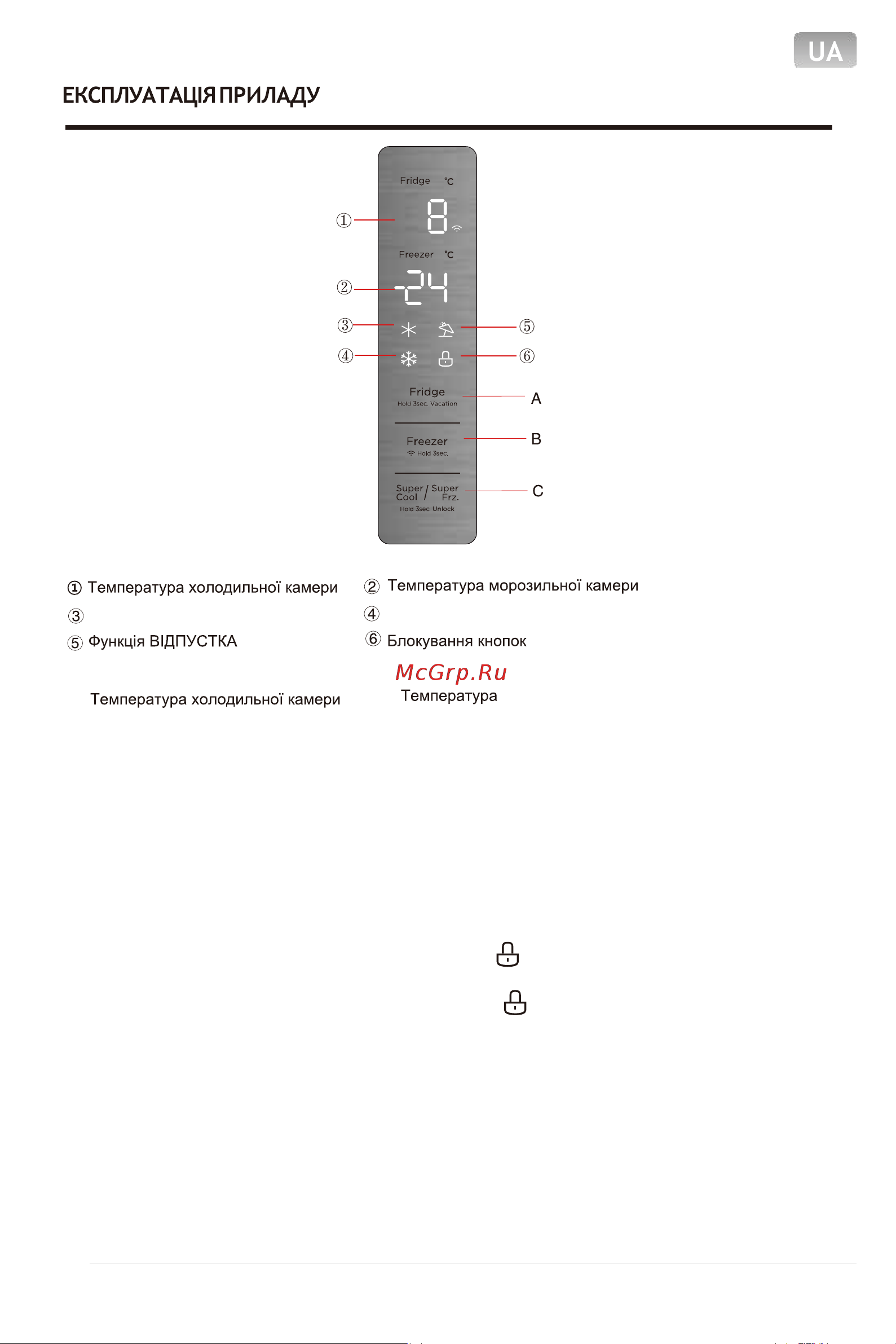 Midea MDRB521MIE01ODM [76/102] Блокування розблокування