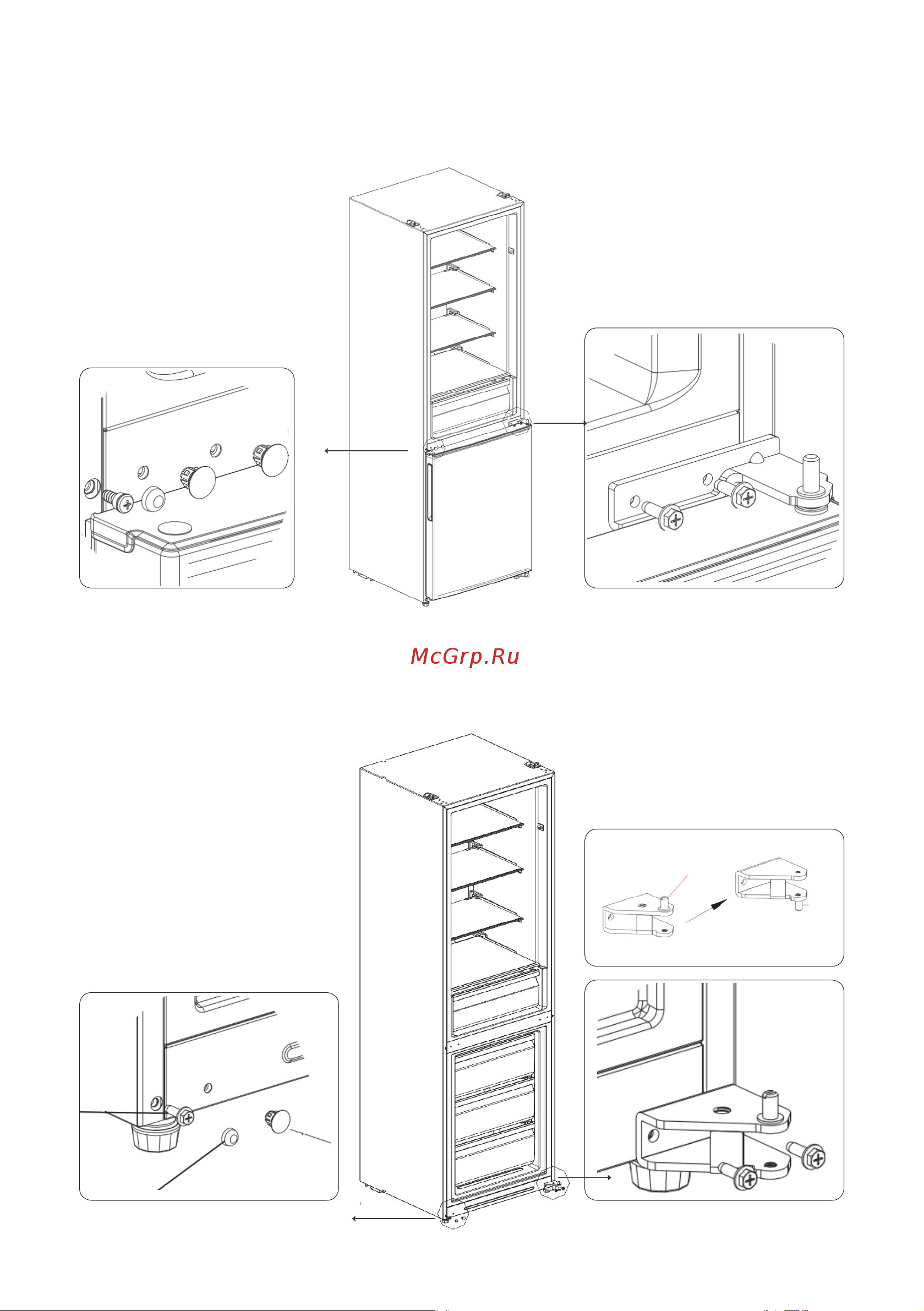 Midea MDRB424FGF33I [55/99] Переустановка нижнего шарнира