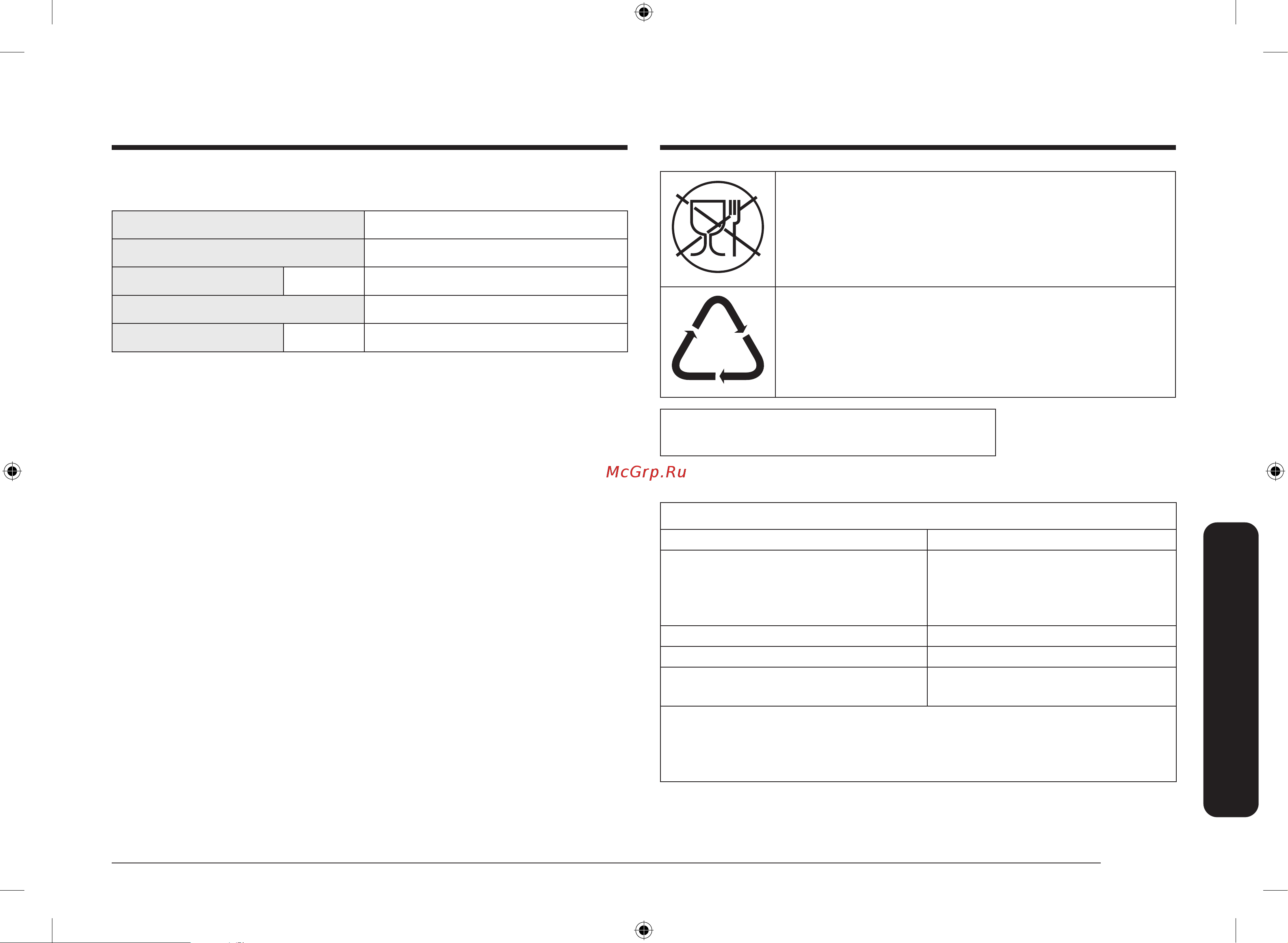 Samsung NV68R5345BB/WT [33/144] Технические характеристики