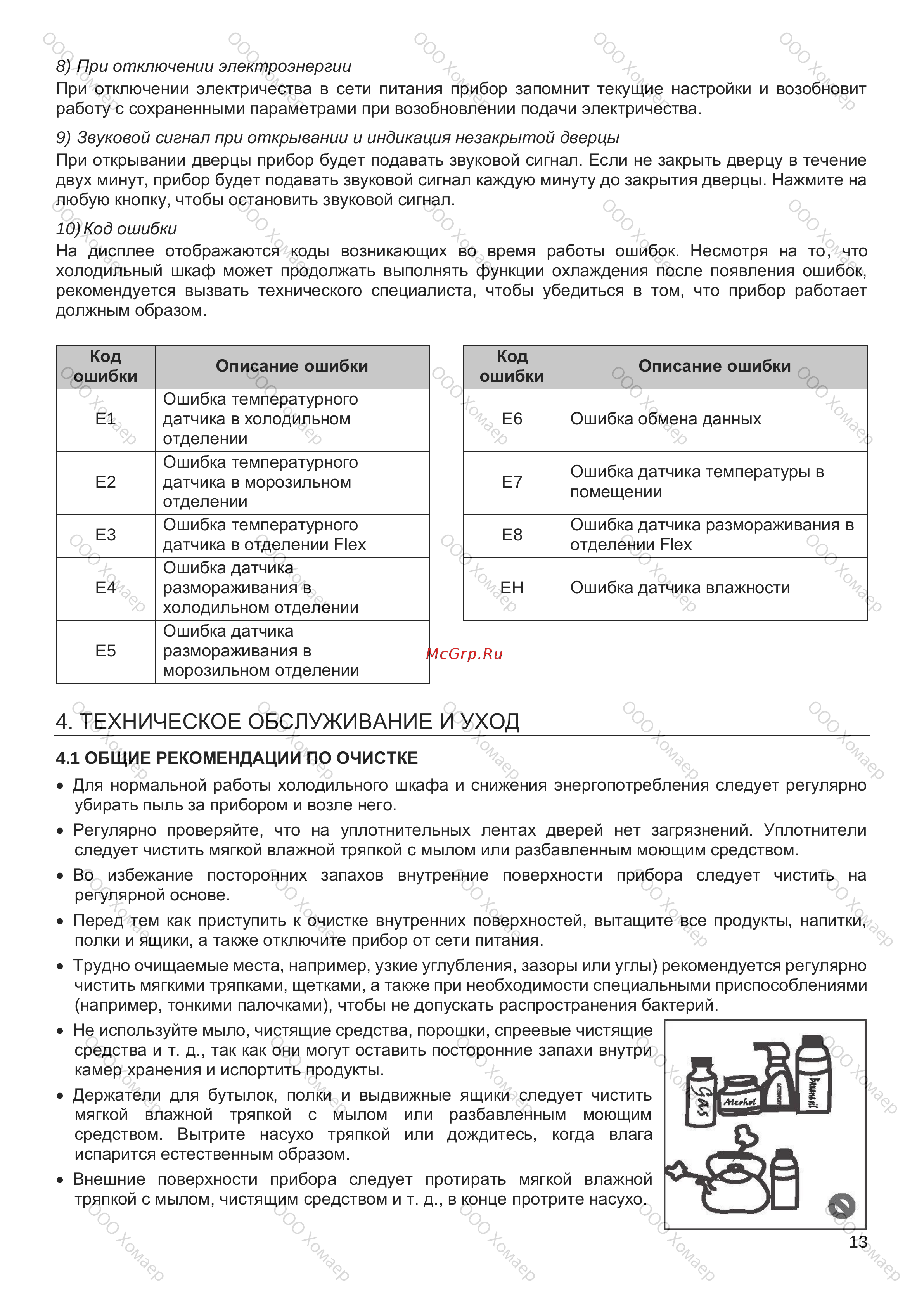 Kuppersbusch FKG 9650.0 E-02 [13/20] Техническое обслуживание и уход
