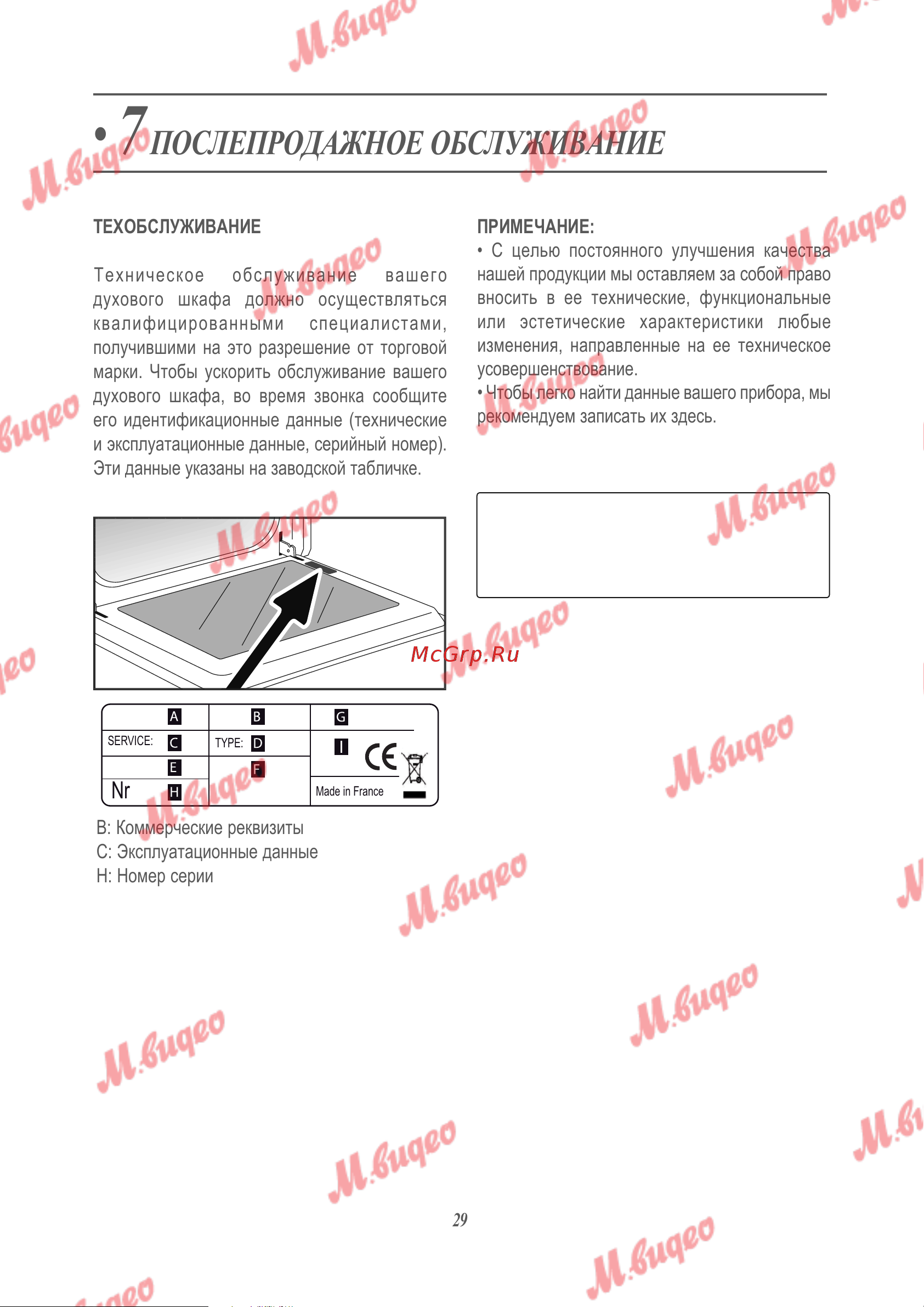 De Dietrich DKV7340A [29/36] Послепродажное обслуживание