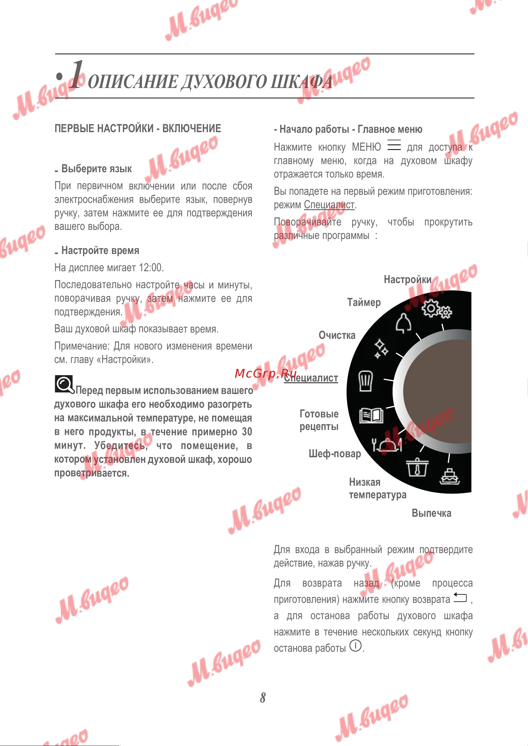 De Dietrich DOP8785X [8/37] Описание духового шкафа