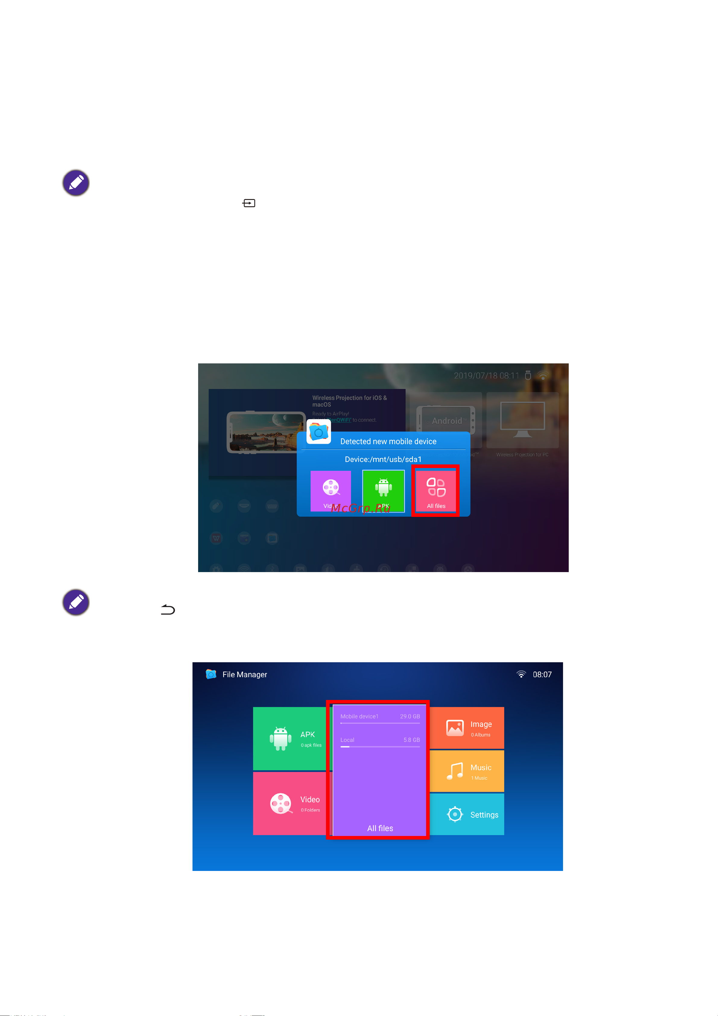 Benq EH600 [124/148] Подключение внешней памяти