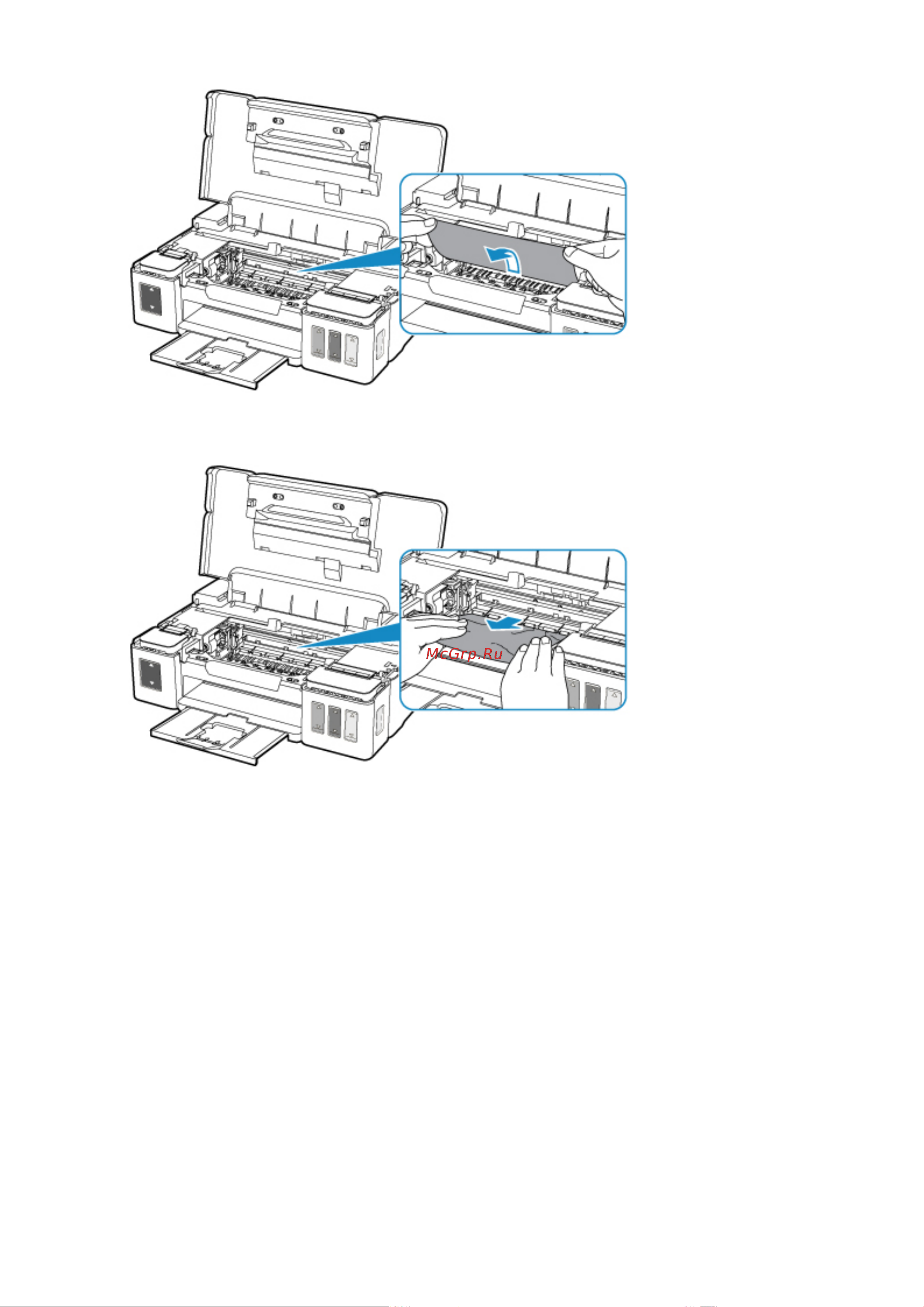 Canon PRIXMA G1416 [221/236] Медленно вытяните бумагу чтобы не порвать ее
