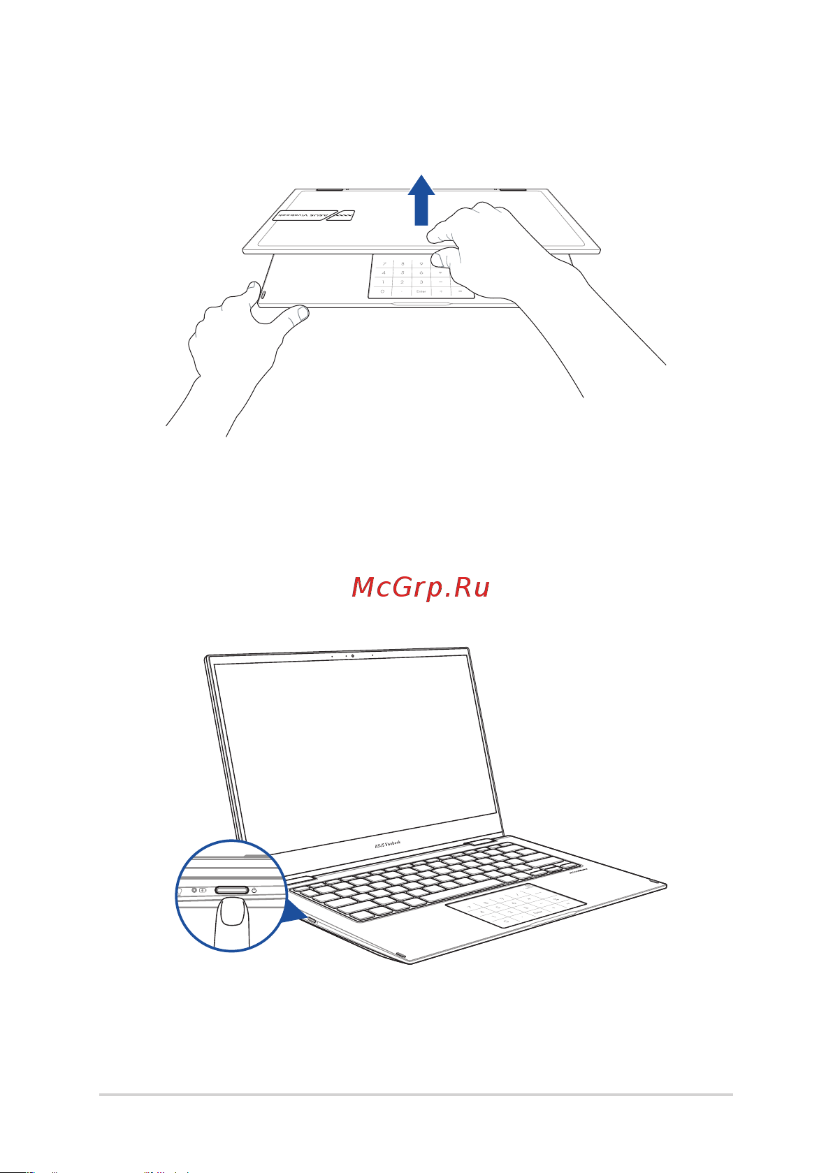 Asus Vivobook Go 14 Flip TP1401KA-BZ093W [32/104] Откройте крышку