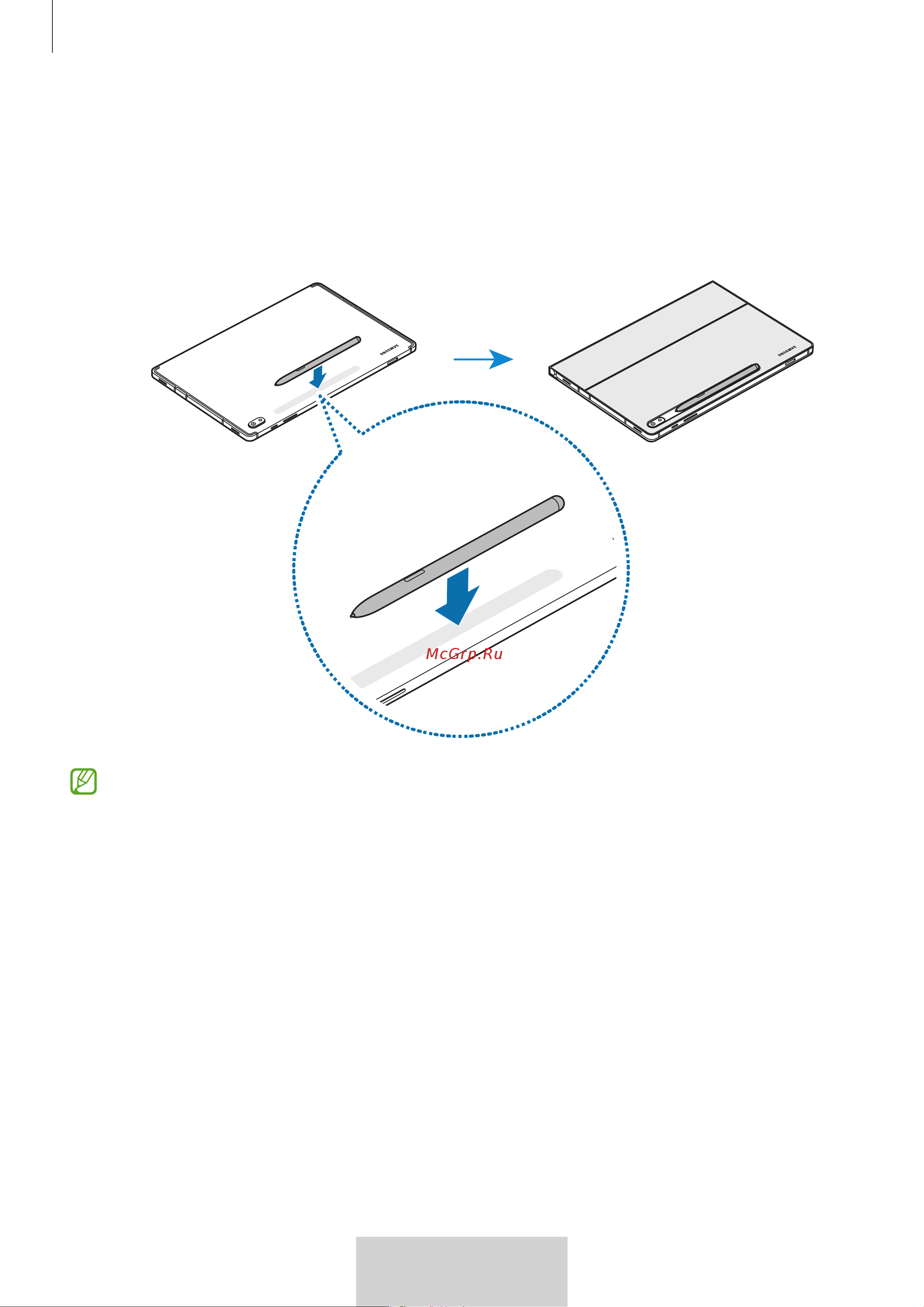 Samsung Book Cover Tab S8+/S7+/S7 FE черный (русская раскладка) [232/308] Крепление электронного пера s pen