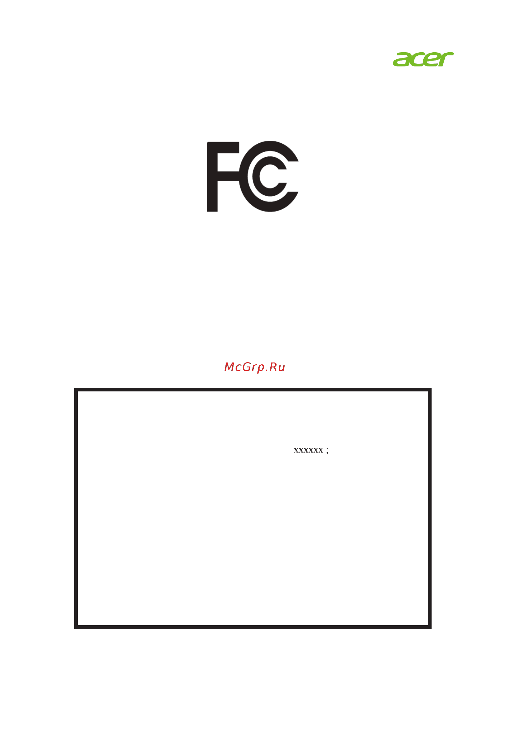Acer K293CBMIIPX UM.RX3EE.001 [10/27] Federal communications commission declaration of conformity