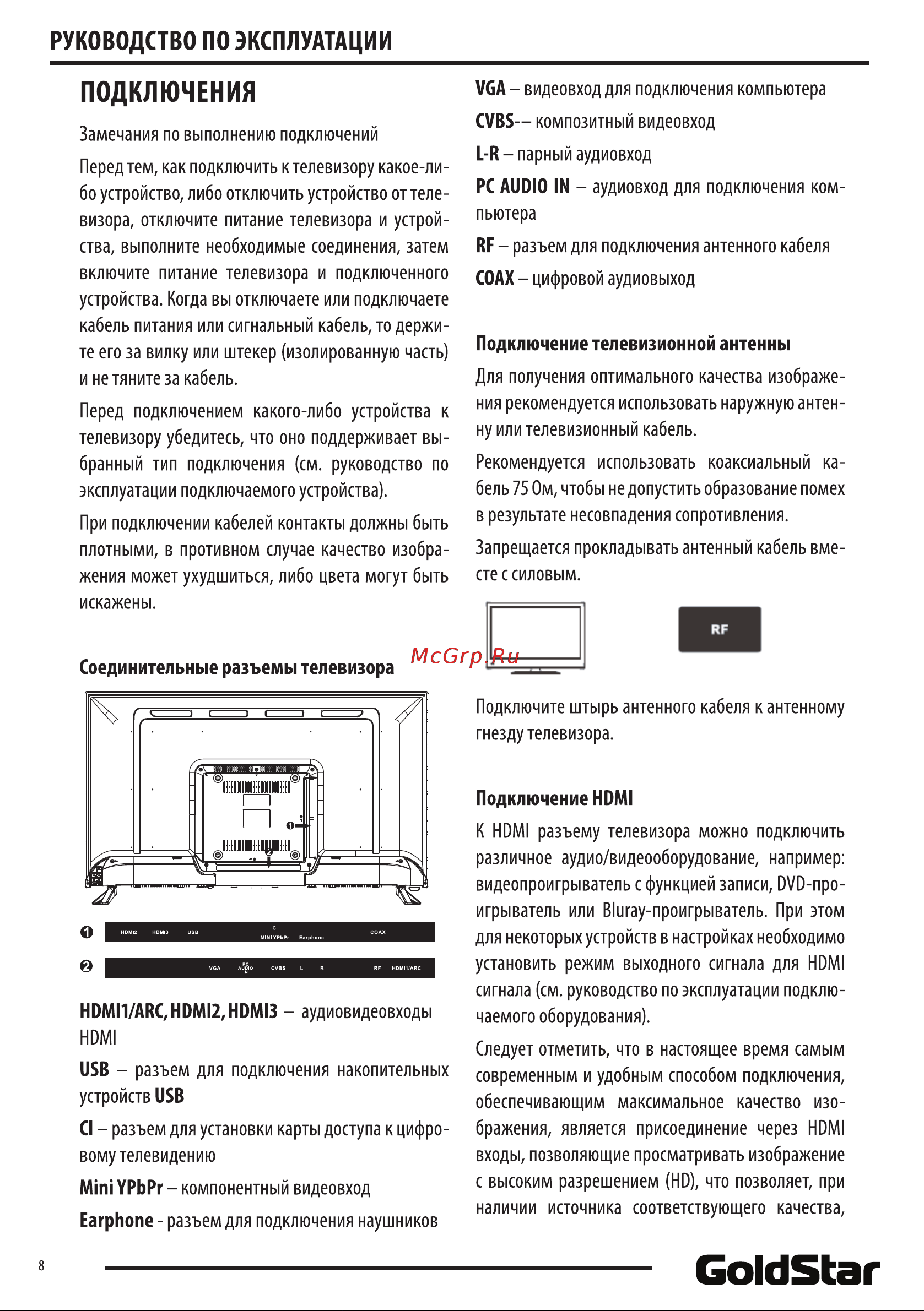 Goldstar LT-39R800 Руководство по эксплуатации онлайн [8/24] 790441