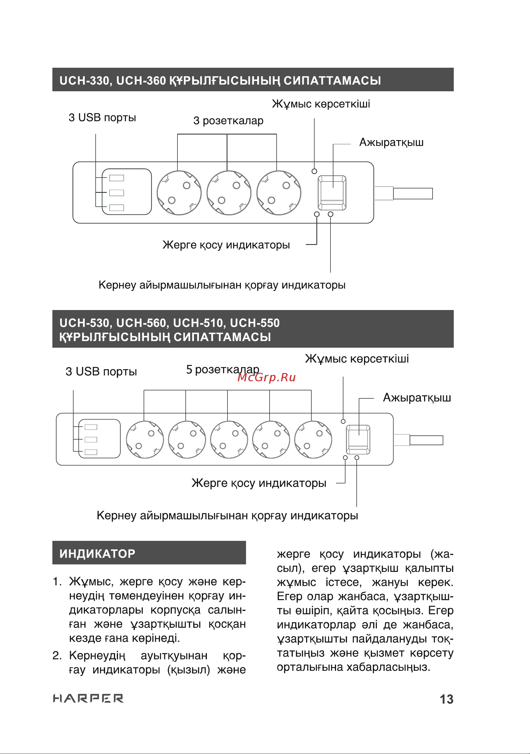 Harper UCH-510 White Руководство по эксплуатации онлайн [13/16] 790608