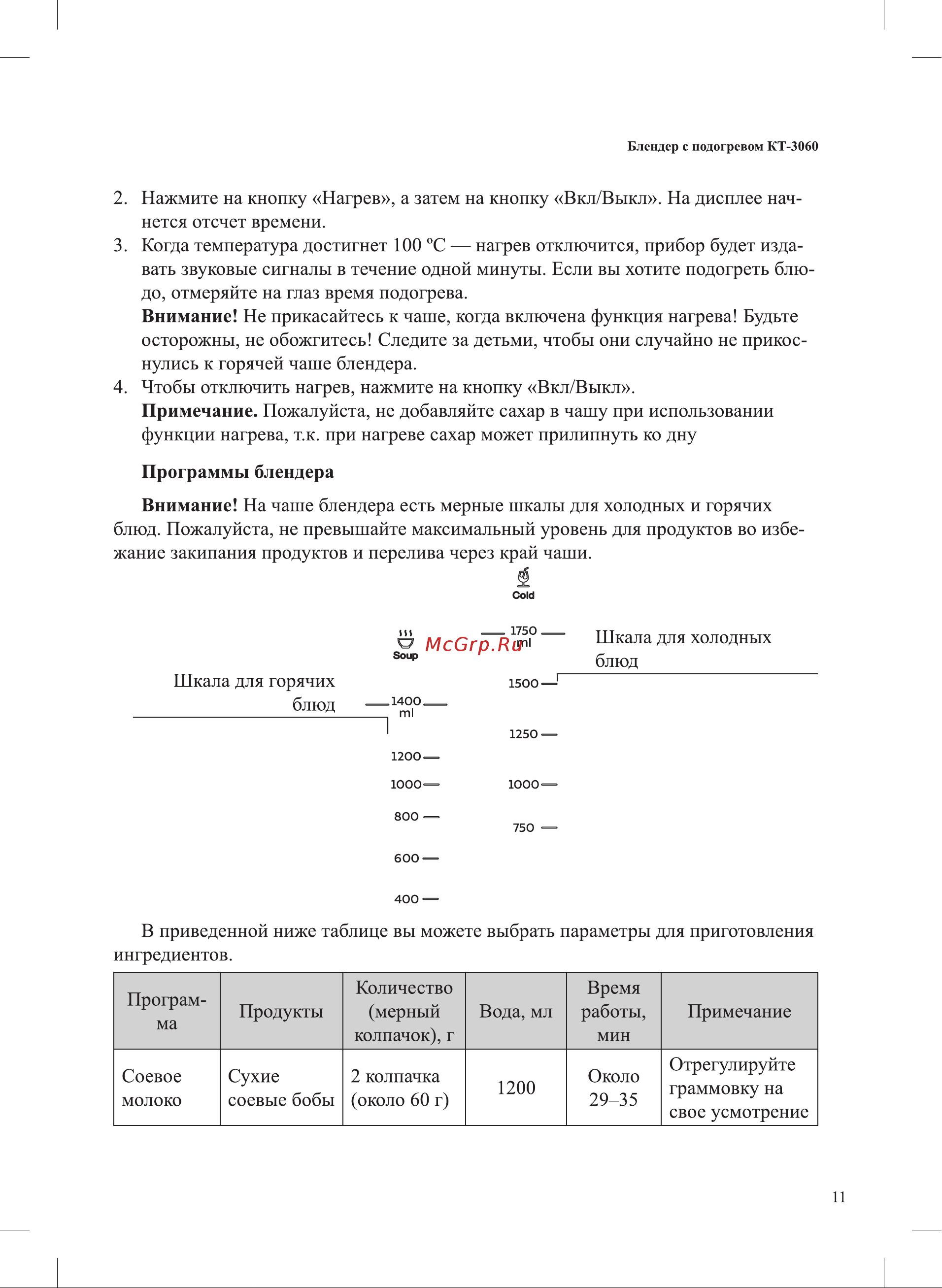 Kitfort КТ-3060 Руководство по эксплуатации онлайн [11/24] 790665