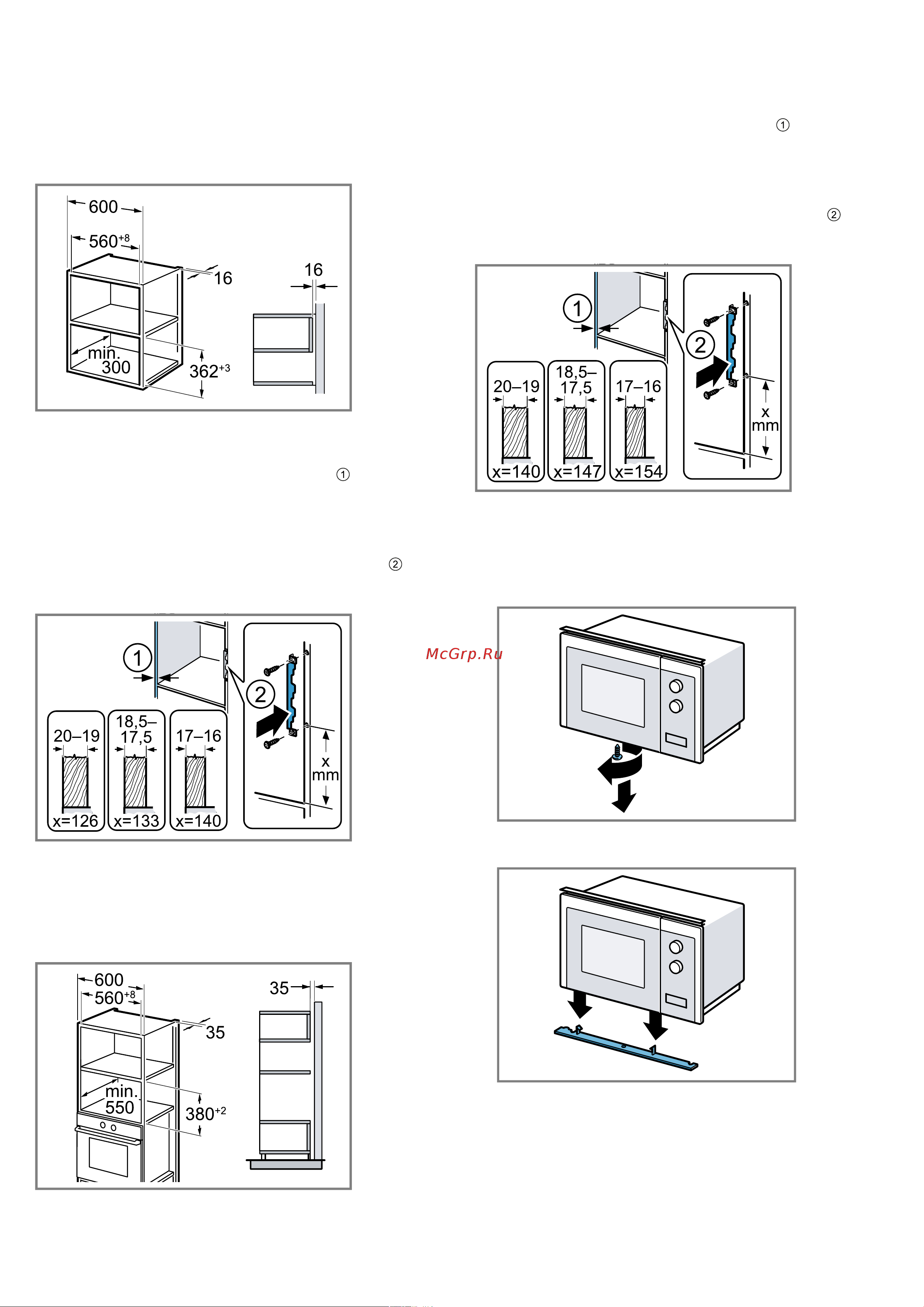 Bosch BFL 524MB0 [21/92] Felső szekrényre vonatkozó beépítési méretek