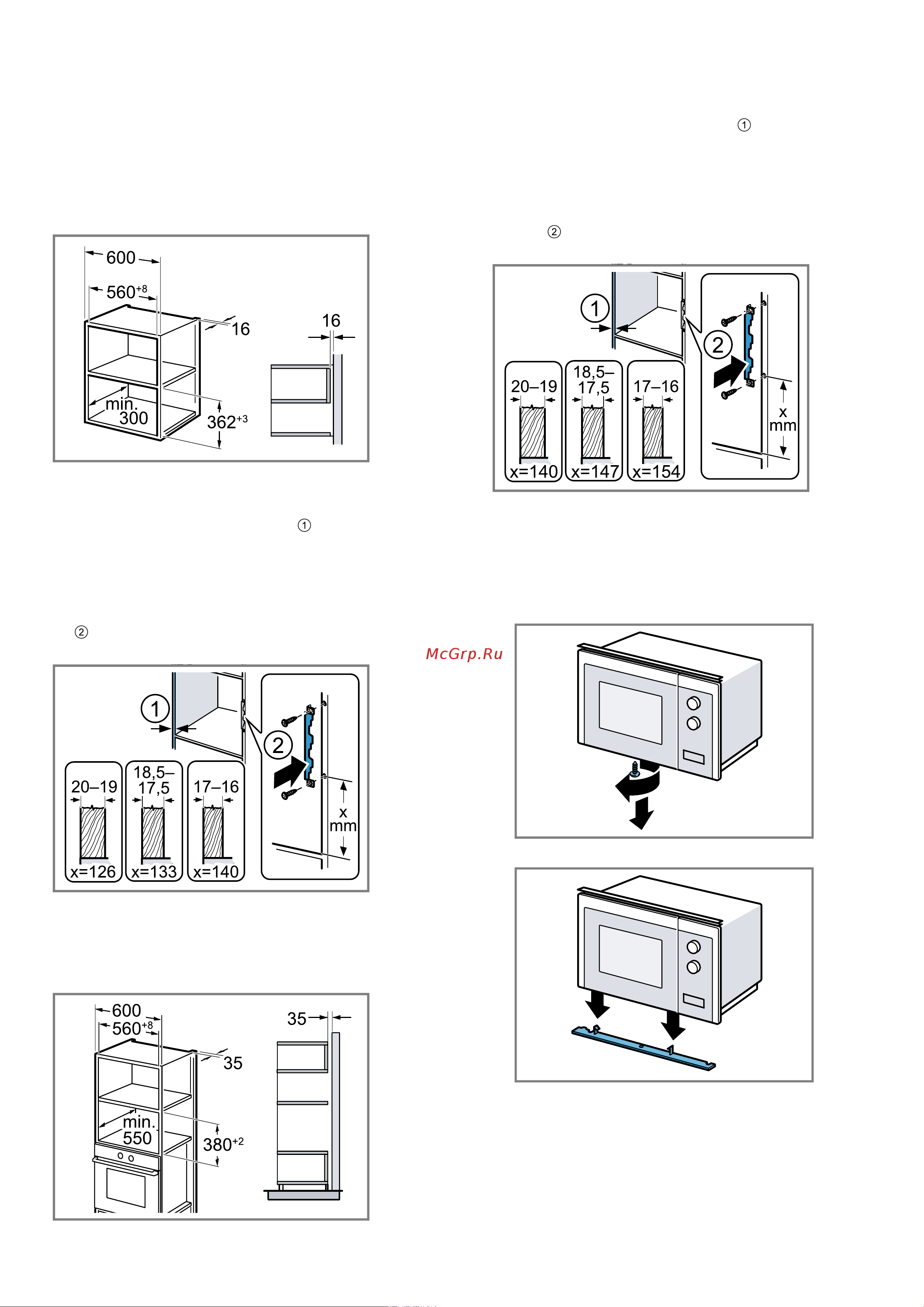 Bosch BFL 524MB0 [44/92] Wymiary montażowe w szafce górnej