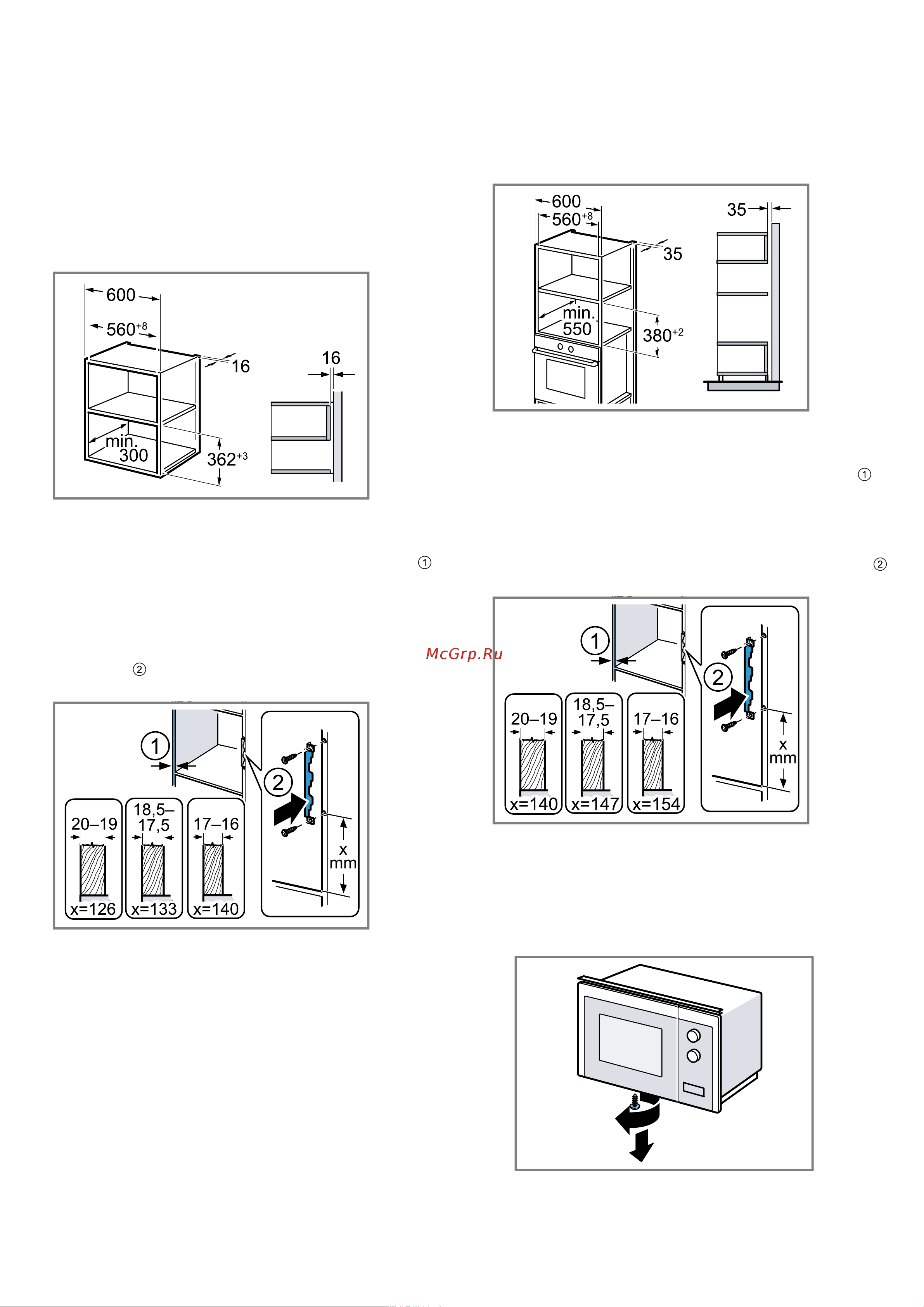 Bosch BFL 524MB0 [66/92] Dimensiunile de montare într un dulap suspendat