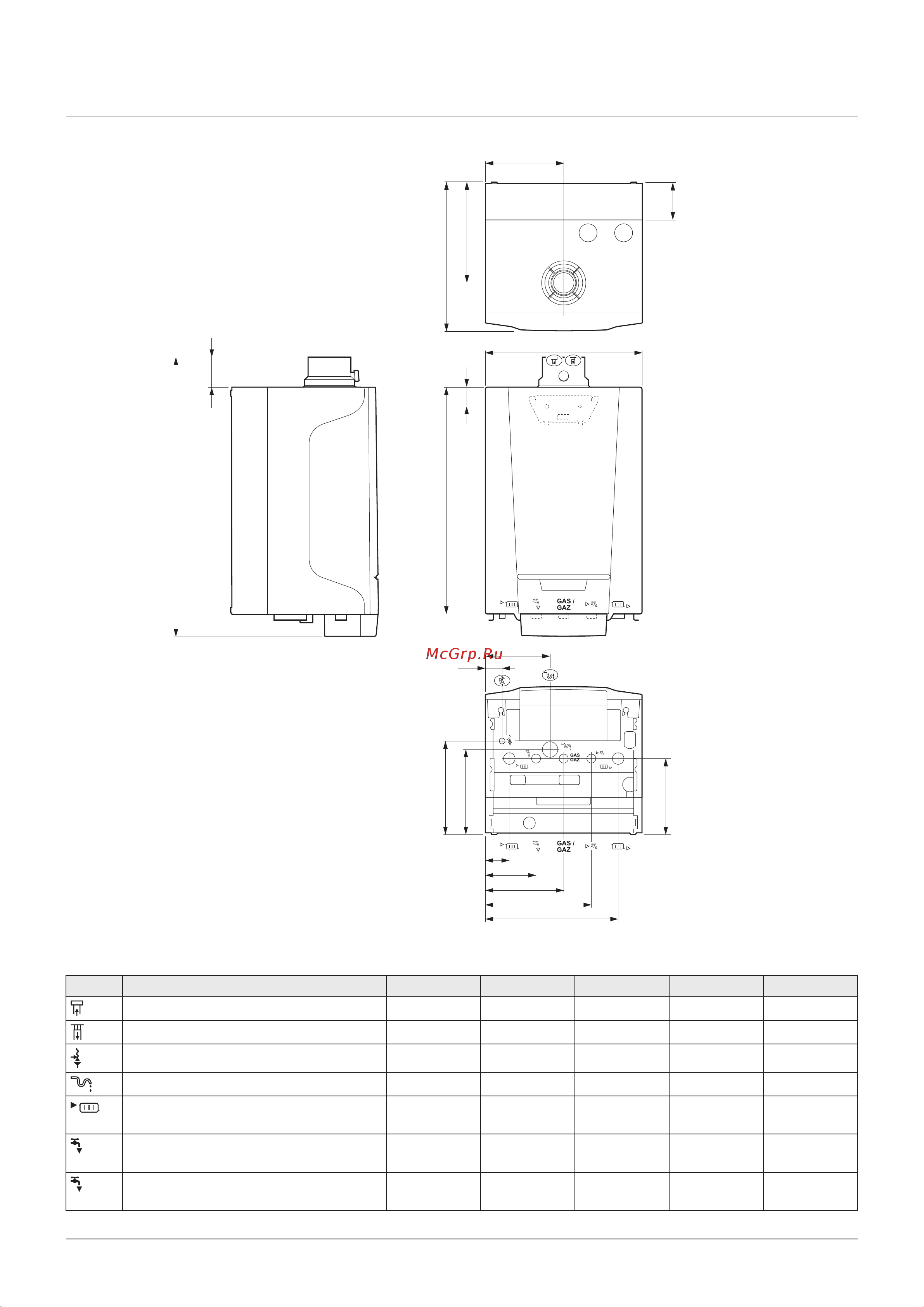 DeDietrich NANEO S PMC-S 24/28 MI двухконтурный [76/92] Размеры и подключения