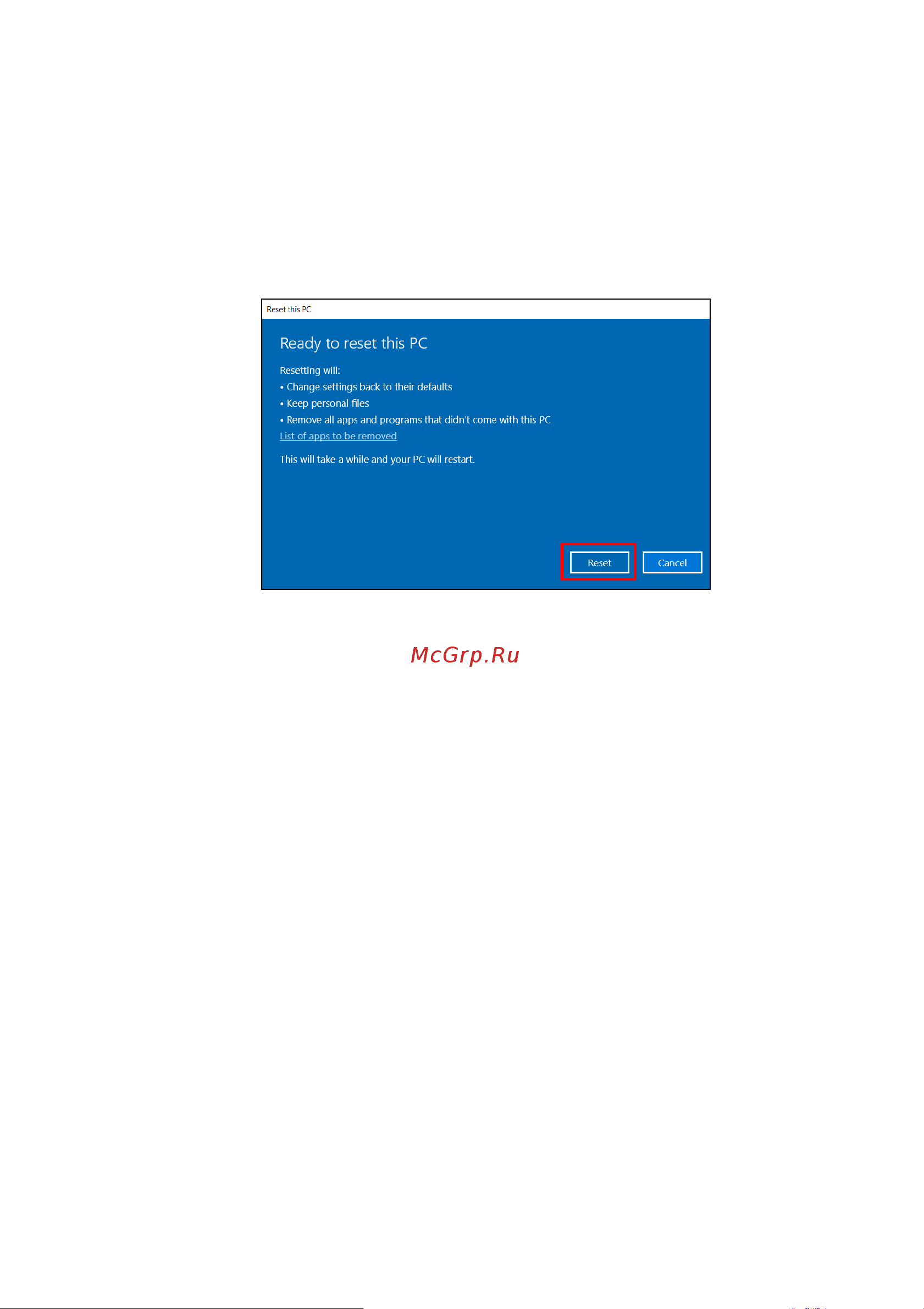 Acer EX215-52-7009 NX.EG8ER.012 [38/101] Сбросить пк и удалить все