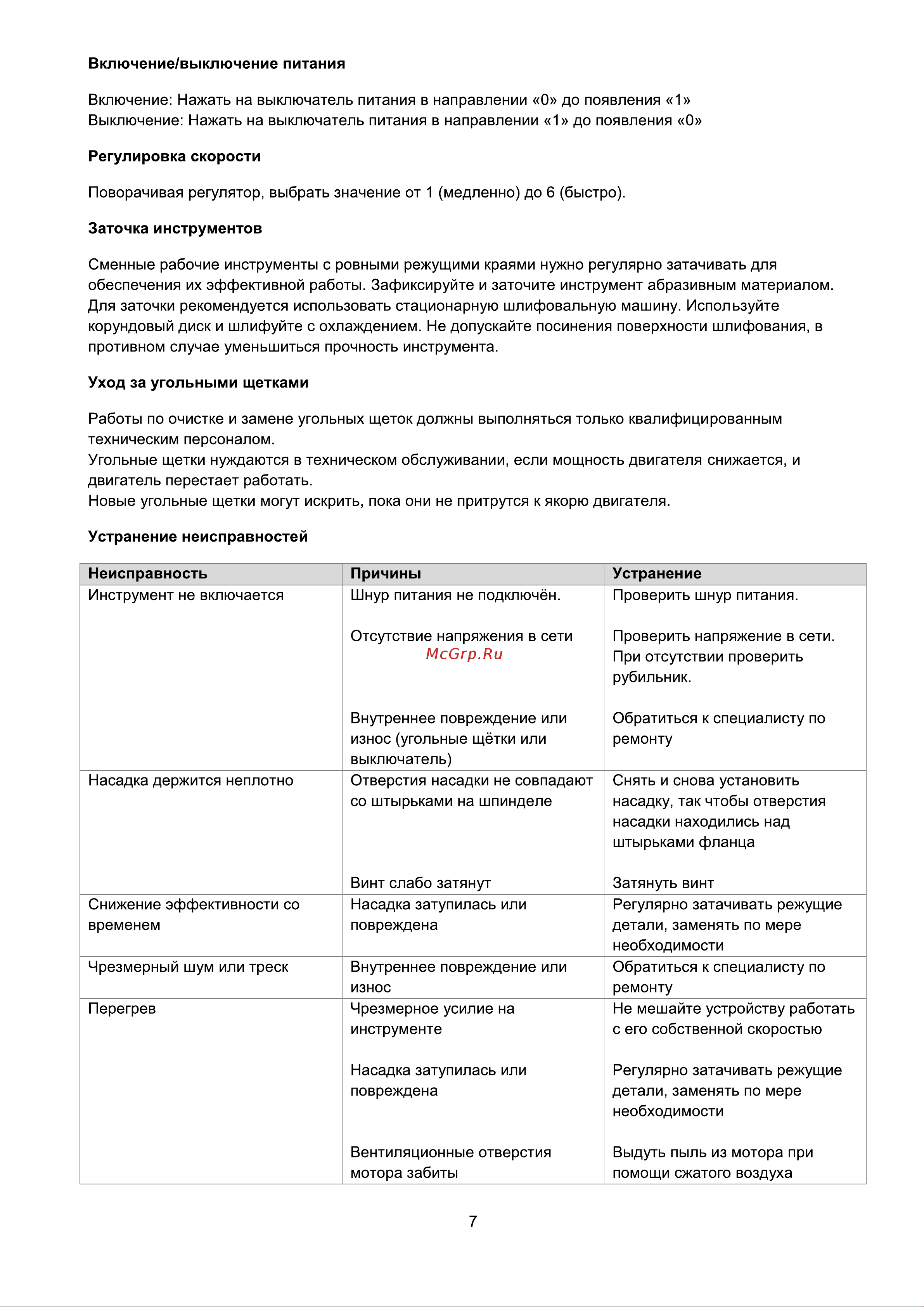 Favourite 500Вт, 15000-23000 кол/мин MF500 [8/10] Страница 8