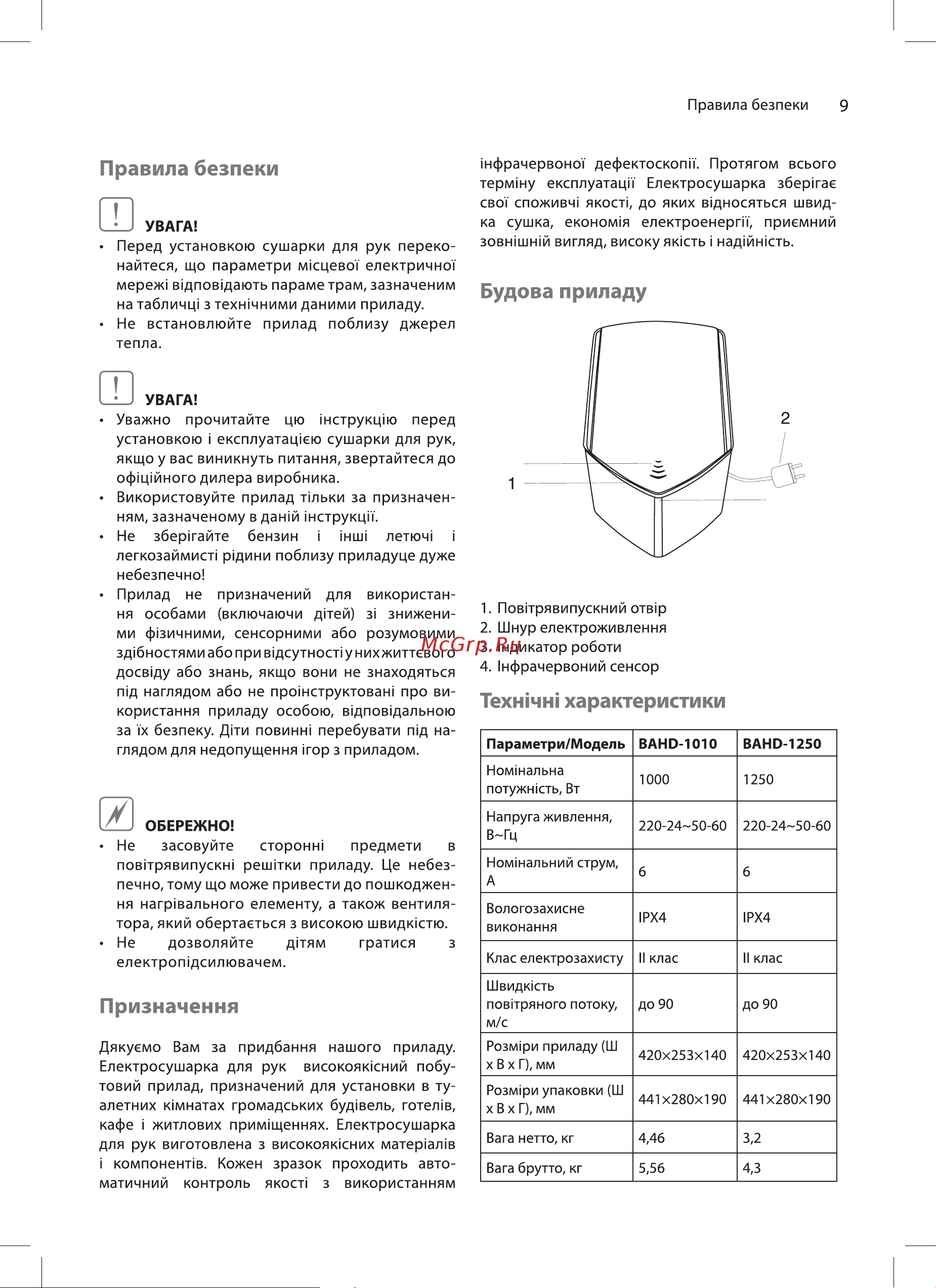 Ballu BAHD-1010 Руководство по эксплуатации онлайн [9/24] 792792