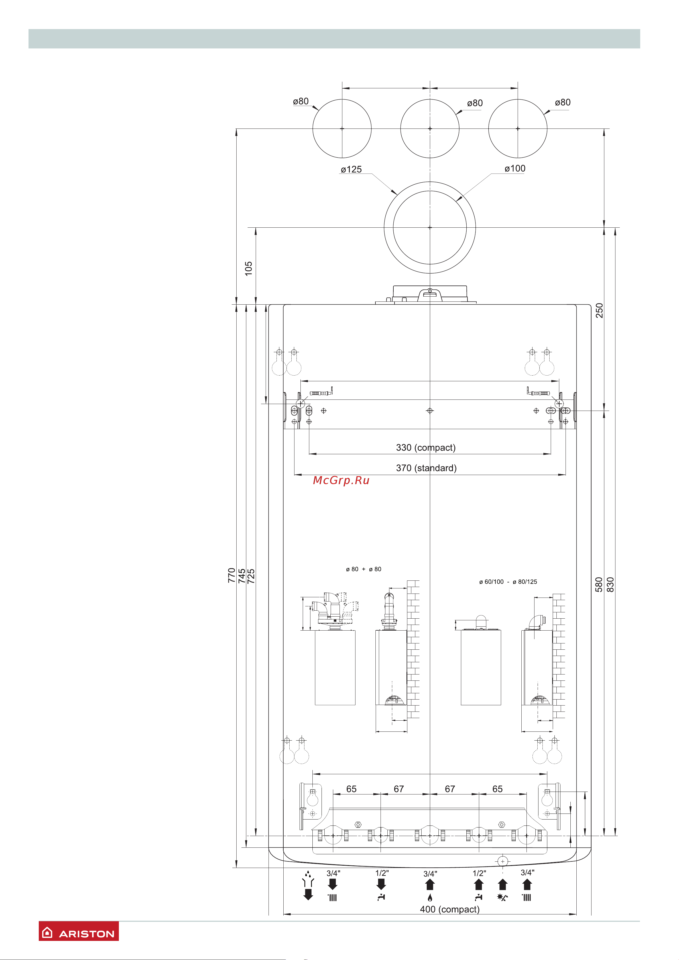 Ariston CARES XC FF24 [8/32] Установочный шаблон