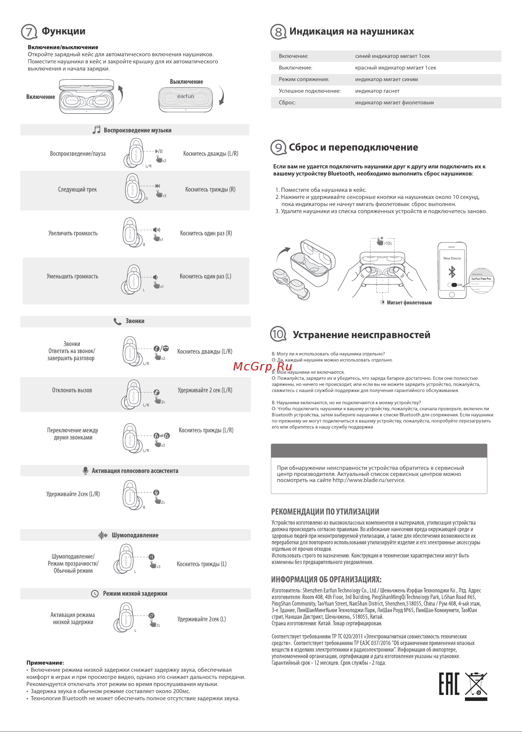 EARFUN FREE PRO TW301 Black Руководство по эксплуатации онлайн [2/2] 793329