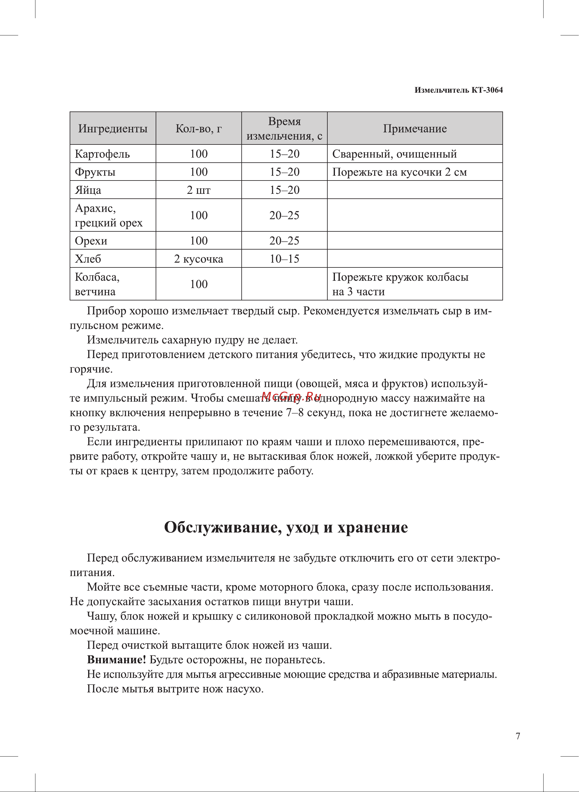 Kitfort КТ-3064-1 Руководство по эксплуатации онлайн [7/12] 793504