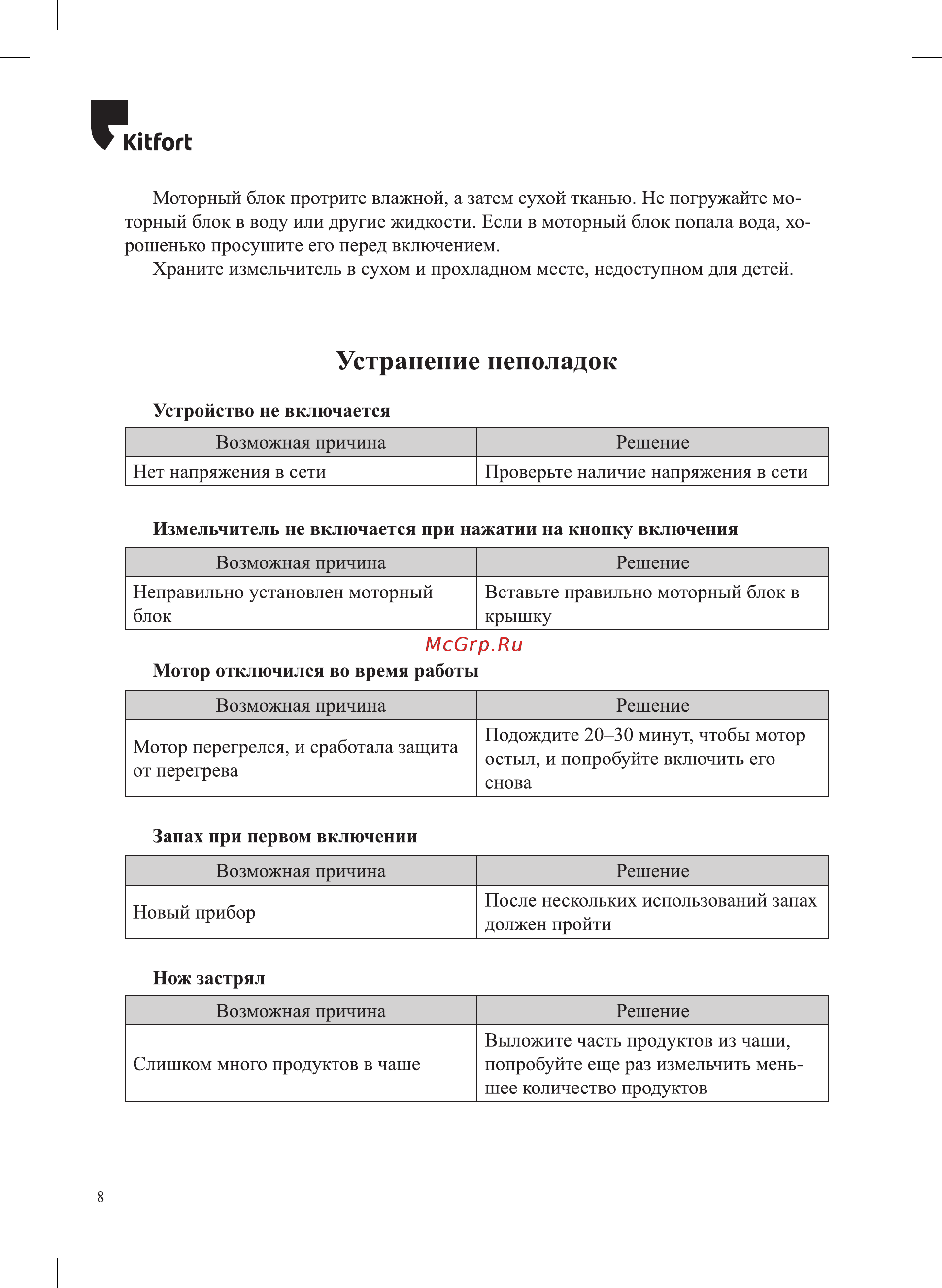 Kitfort КТ-3064-2 Руководство по эксплуатации онлайн [8/12] 793505