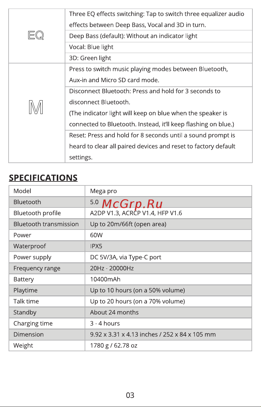 Tronsmart Mega Pro (371652) Руководство по эксплуатации онлайн [5/53] 793723