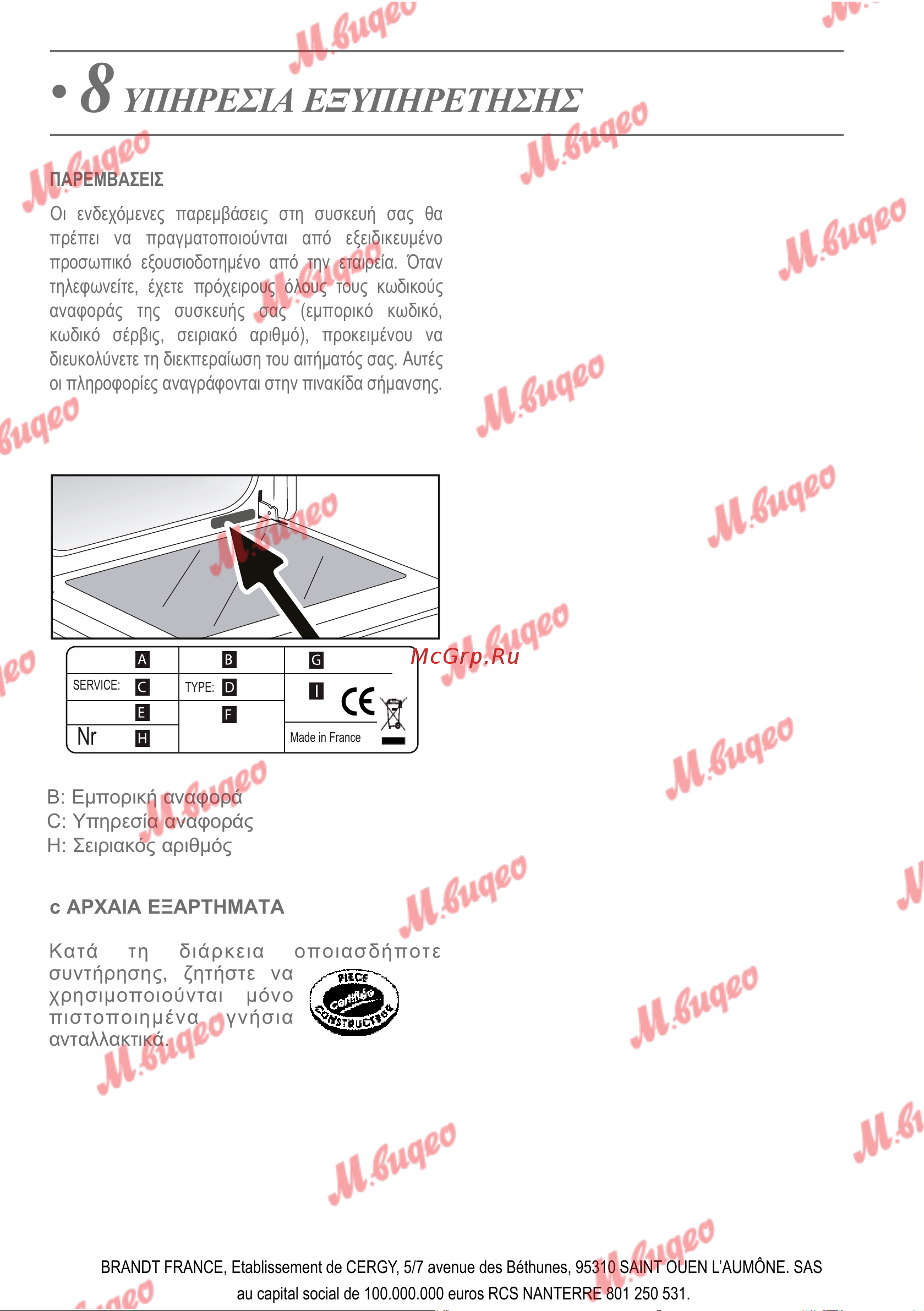 De Dietrich DOP7231A [125/329] Υπηρεσια εξυπηρετησησ