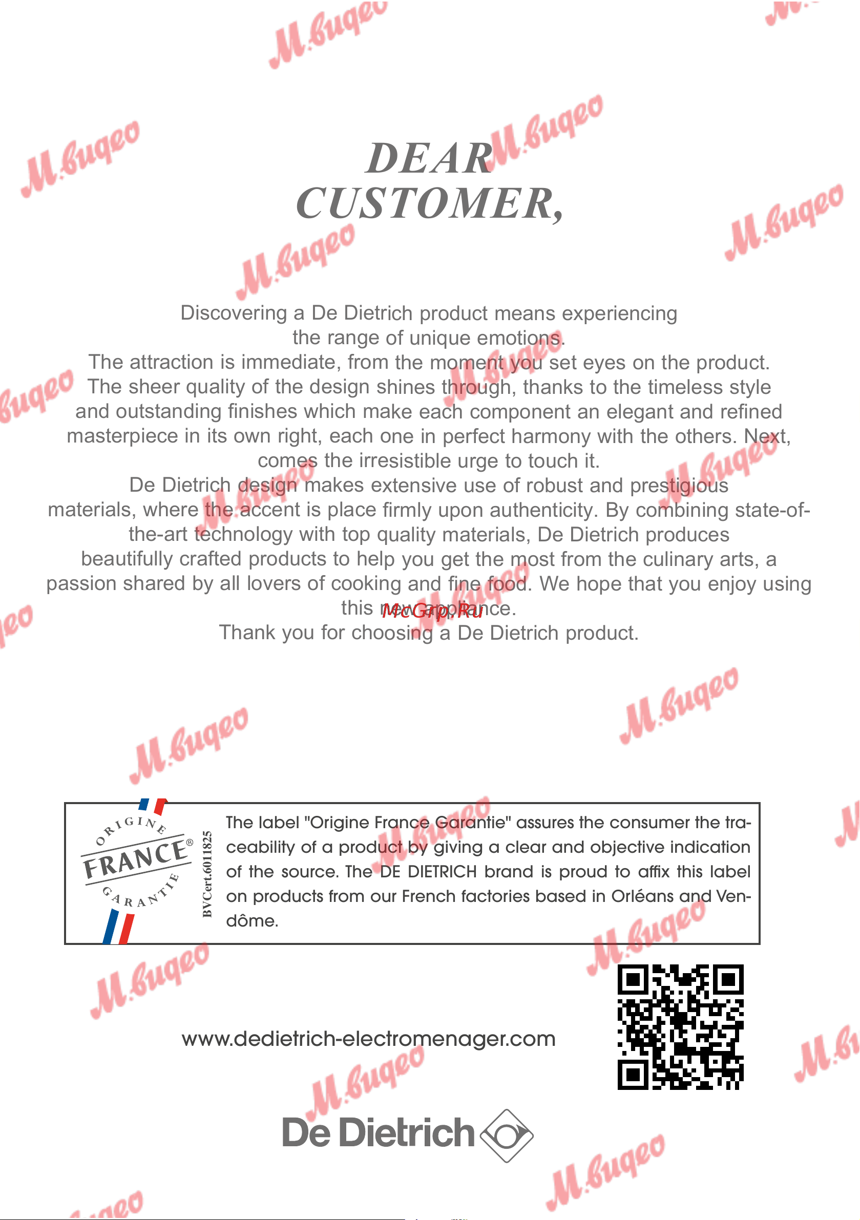 De Dietrich DOP7231A [129/329] Dear customer