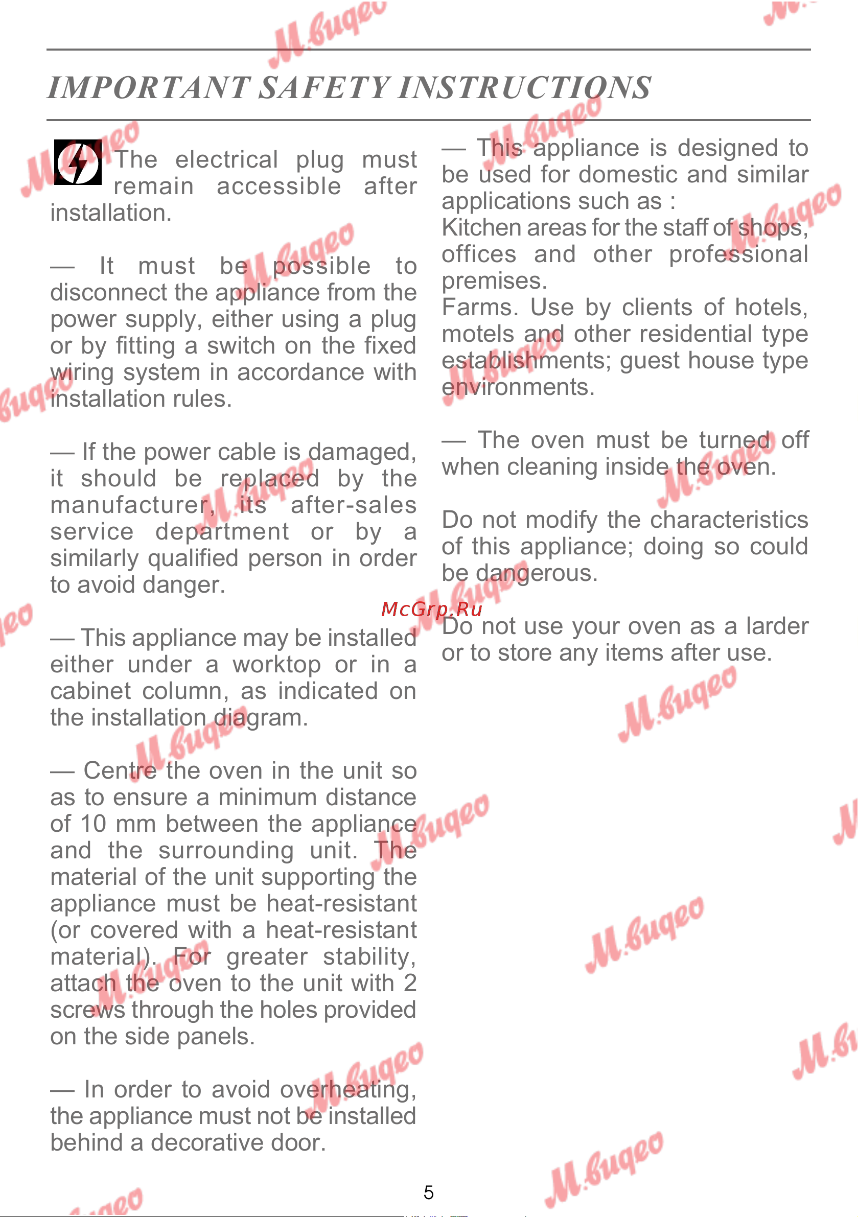 De Dietrich DOP7231A [132/329] Important safety instructions