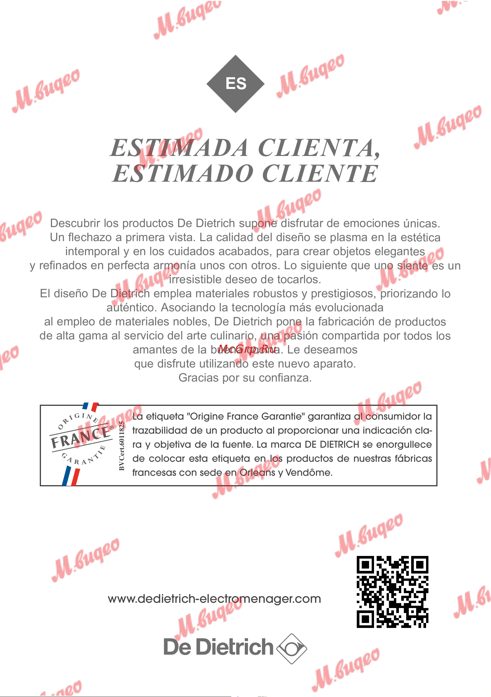 De Dietrich DOP7231A [155/329] Estimada clienta estimado cliente