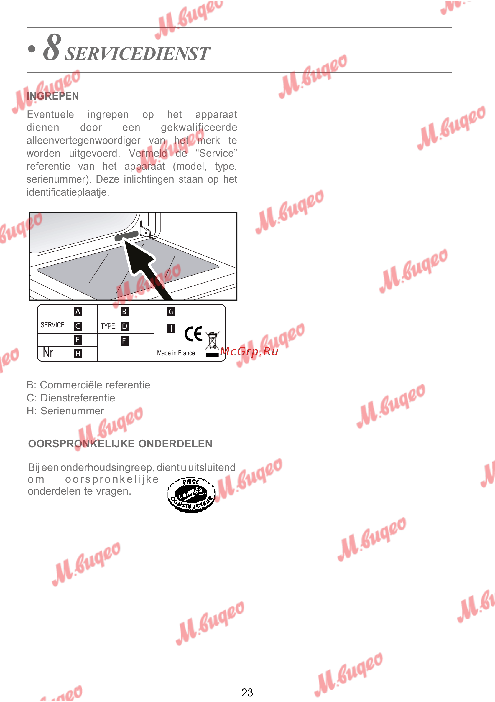 De Dietrich DOP7231A [226/329] Servicedienst