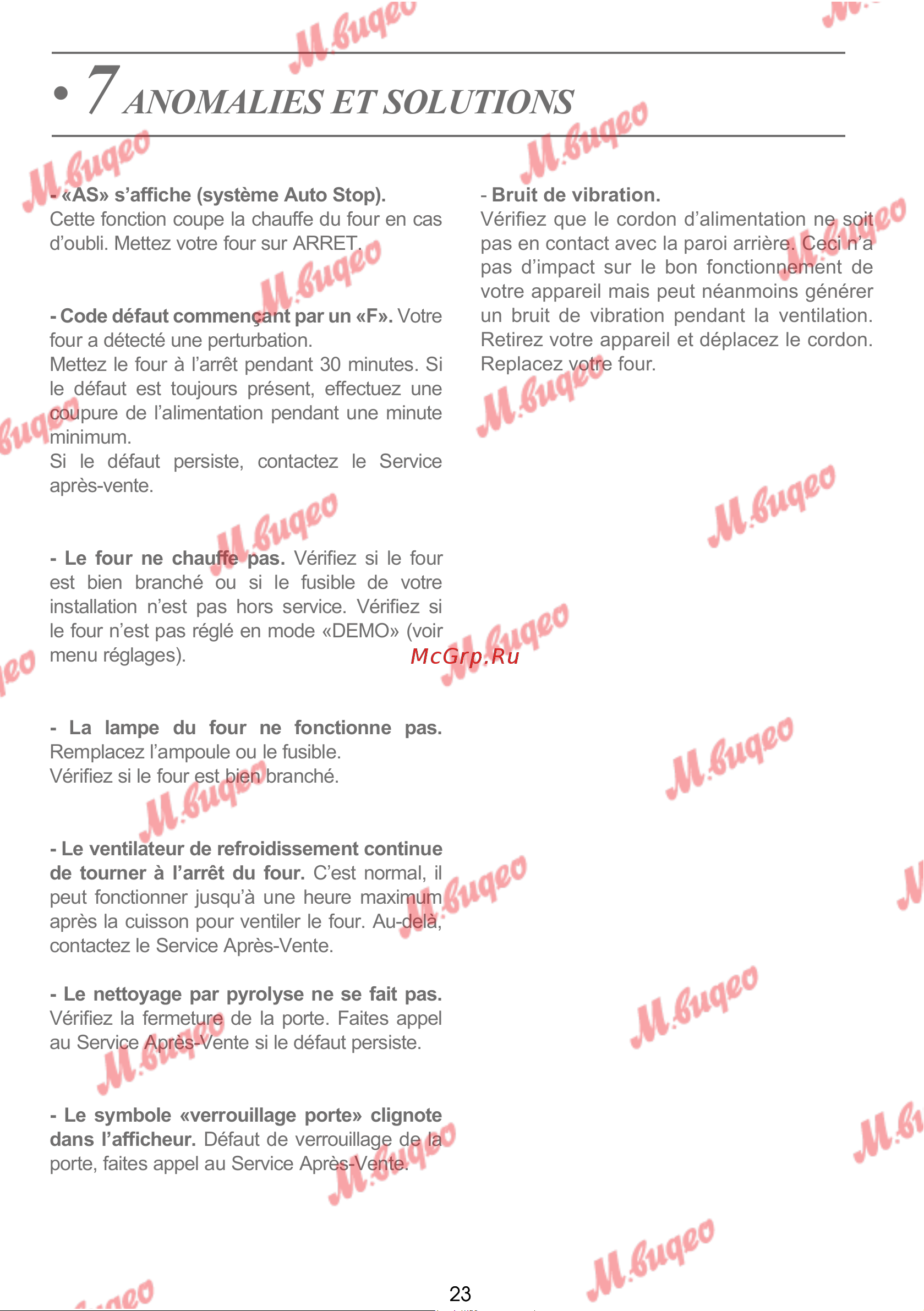 De Dietrich DOP7231A [23/329] Anomalies et solutions