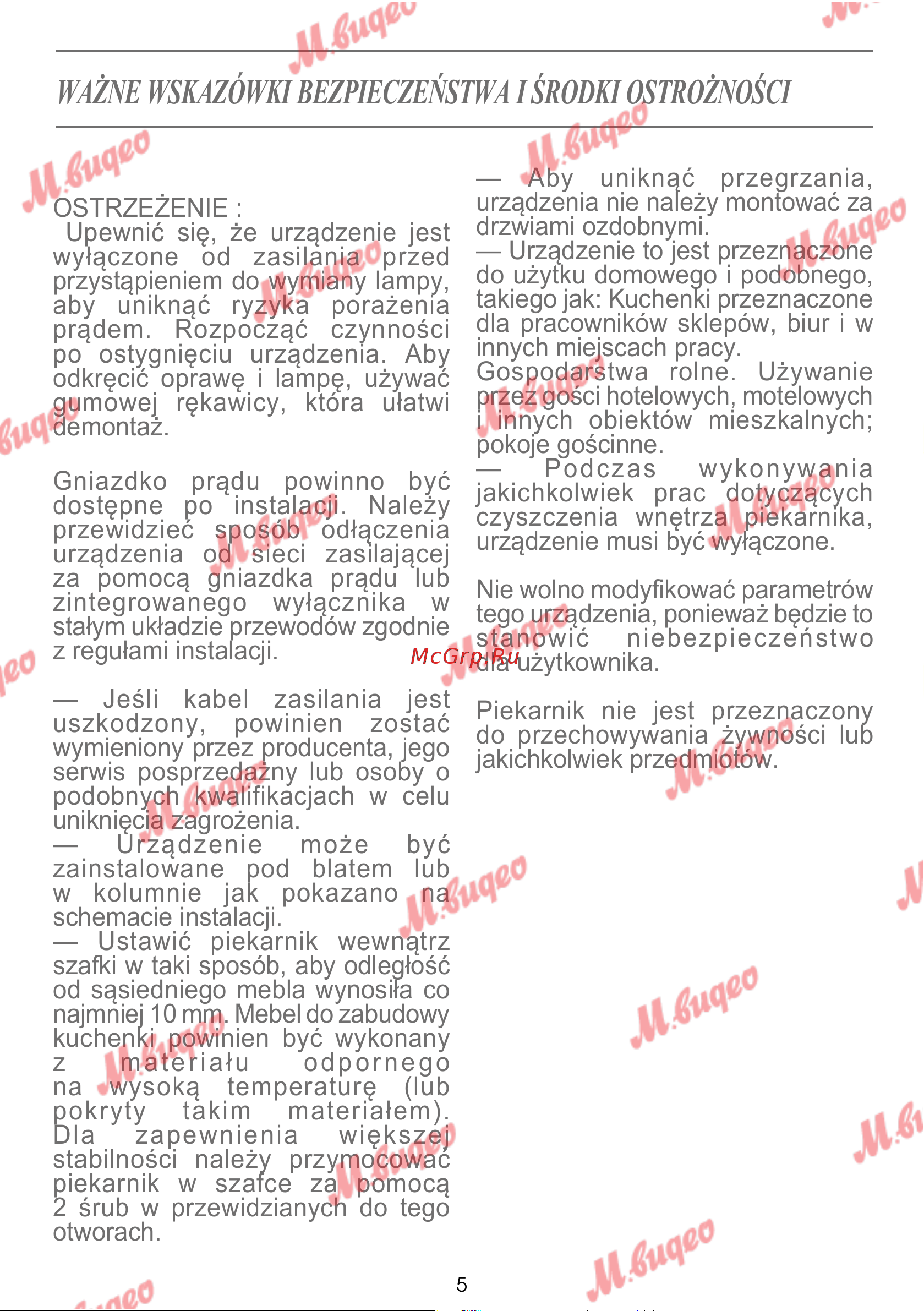 De Dietrich DOP7231A [233/329] Ważne wskazówki bezpieczeństwa i środki ostrożności