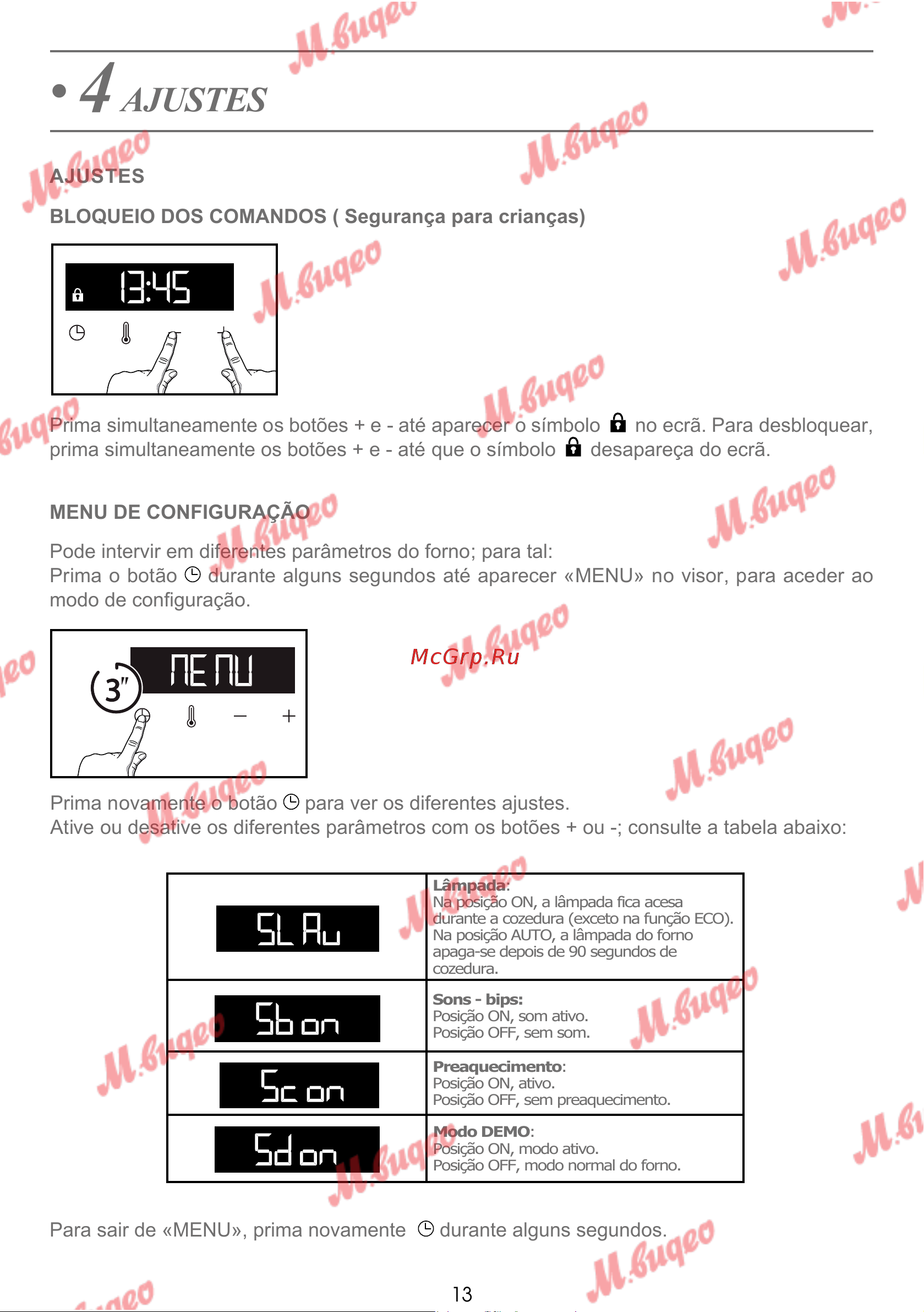 De Dietrich DOP7231A [266/329] Ajustes