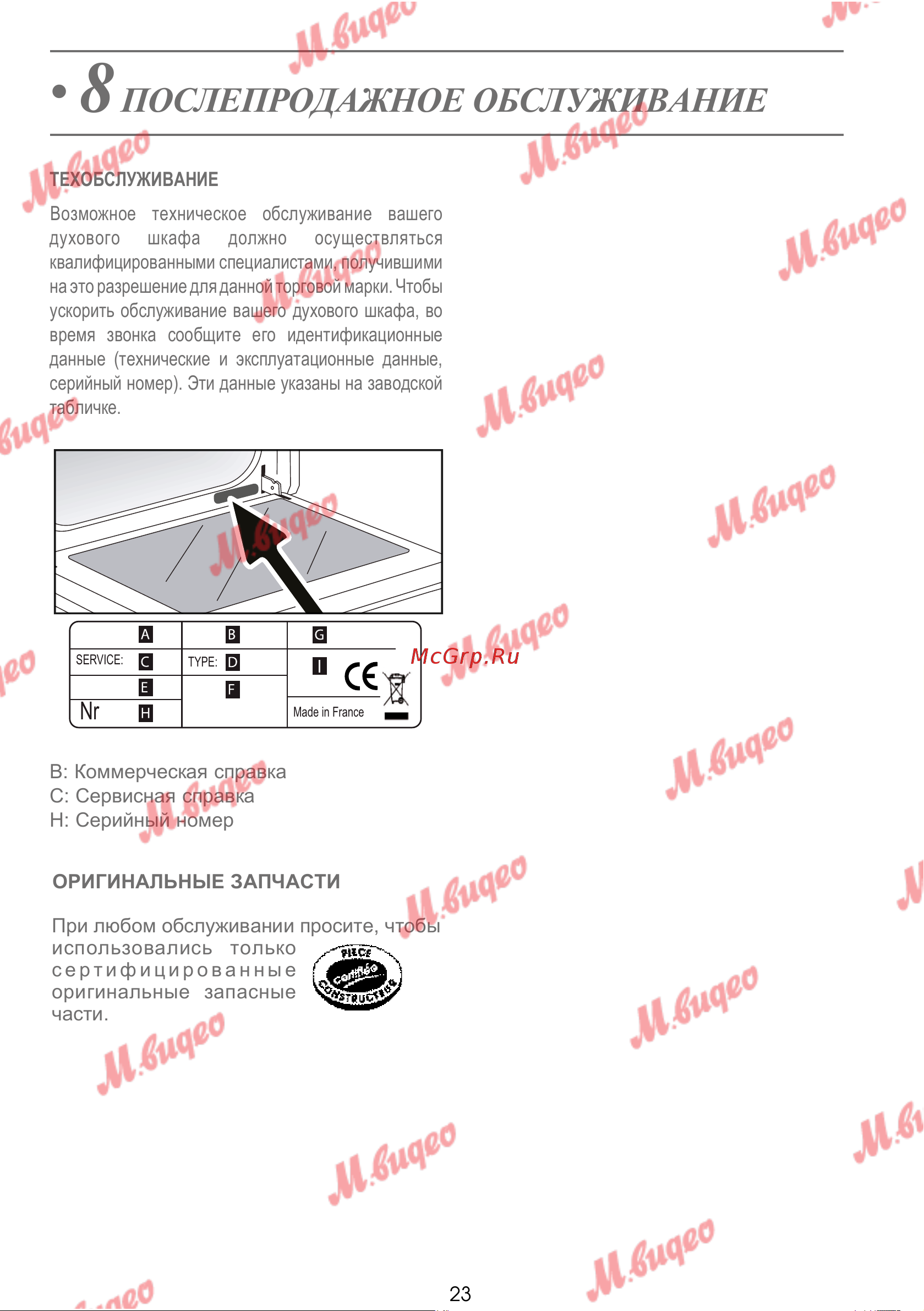De Dietrich DOP7231A [301/329] Послепродажное обслуживание